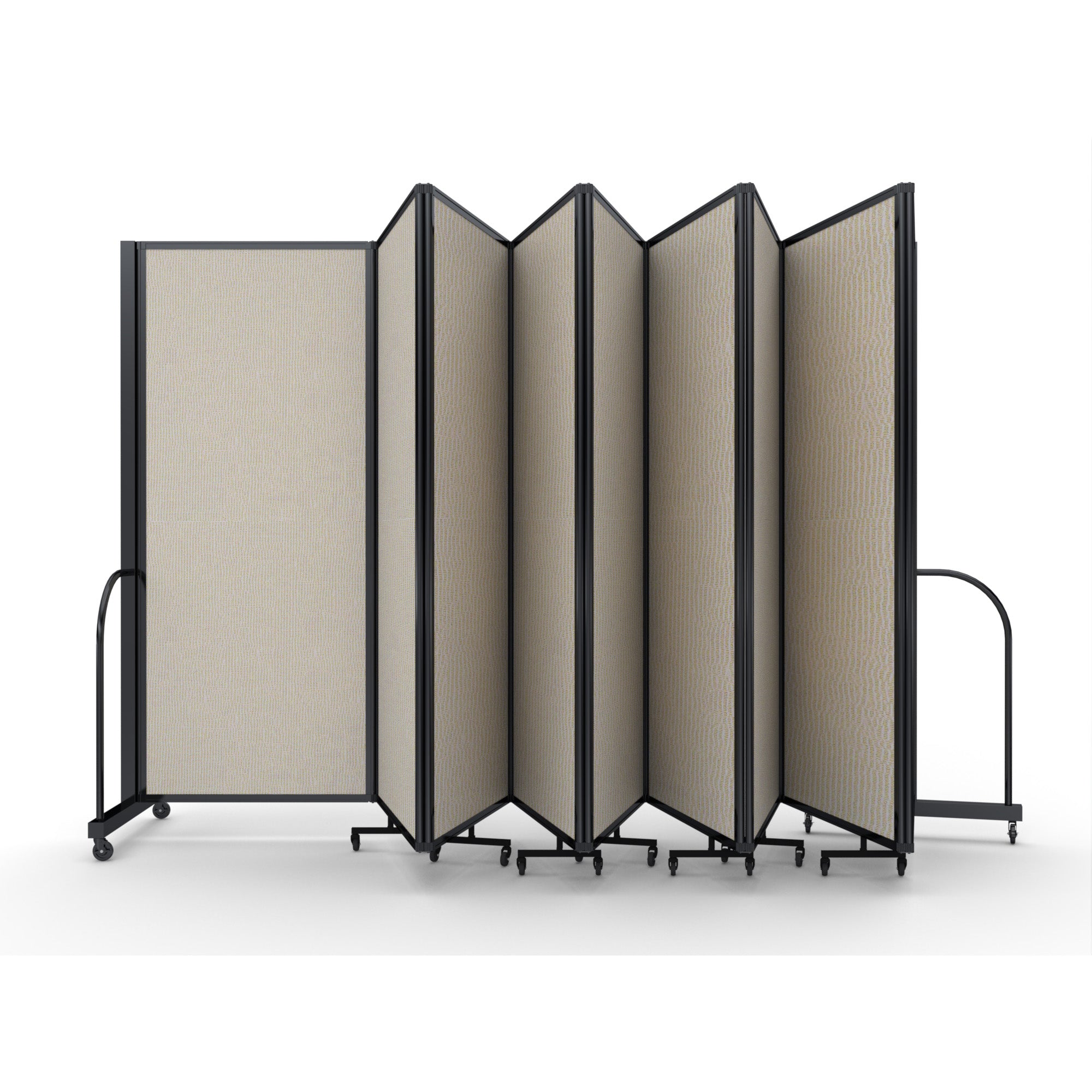 Screenflex Full Motion Divider, 6'10" x 25'1", Black Frame, Sand