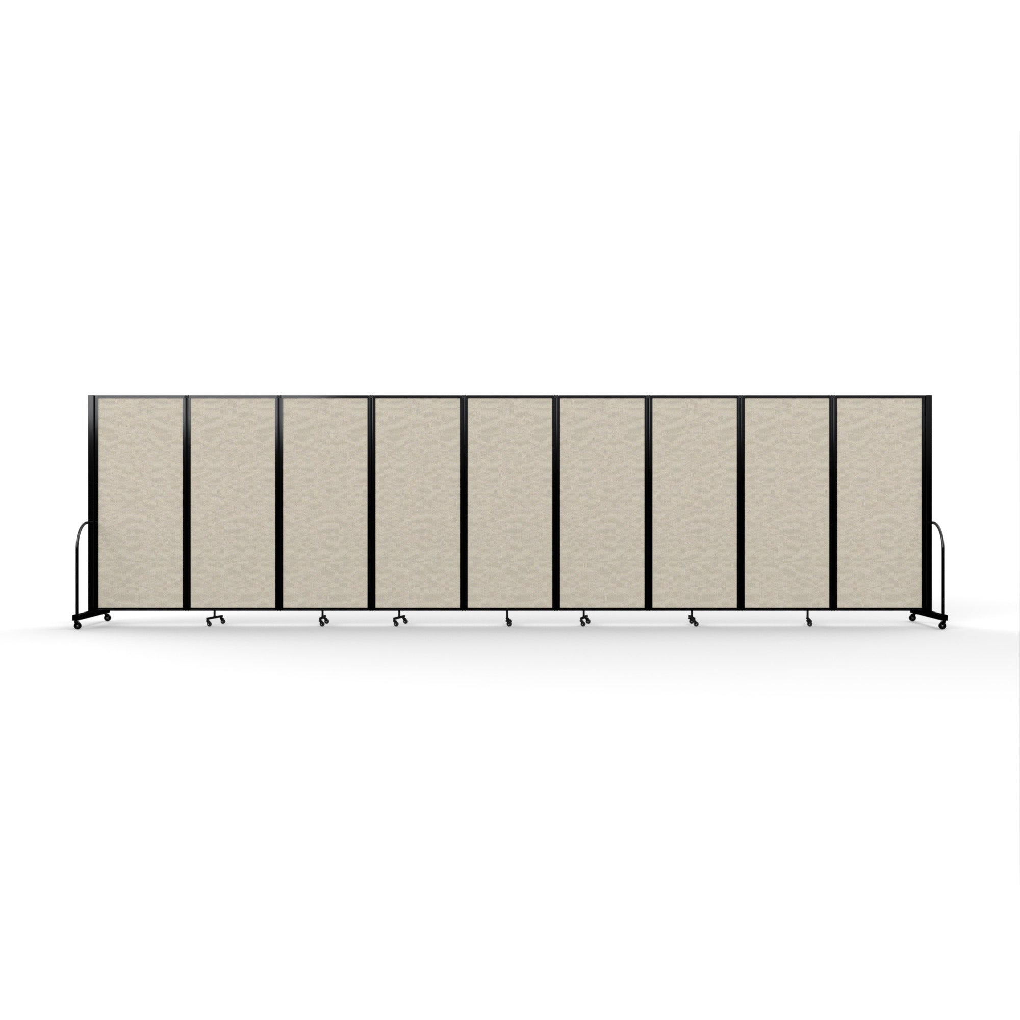 Screenflex Full Motion Divider, 6'10" x 25'1", Black Frame, Sand