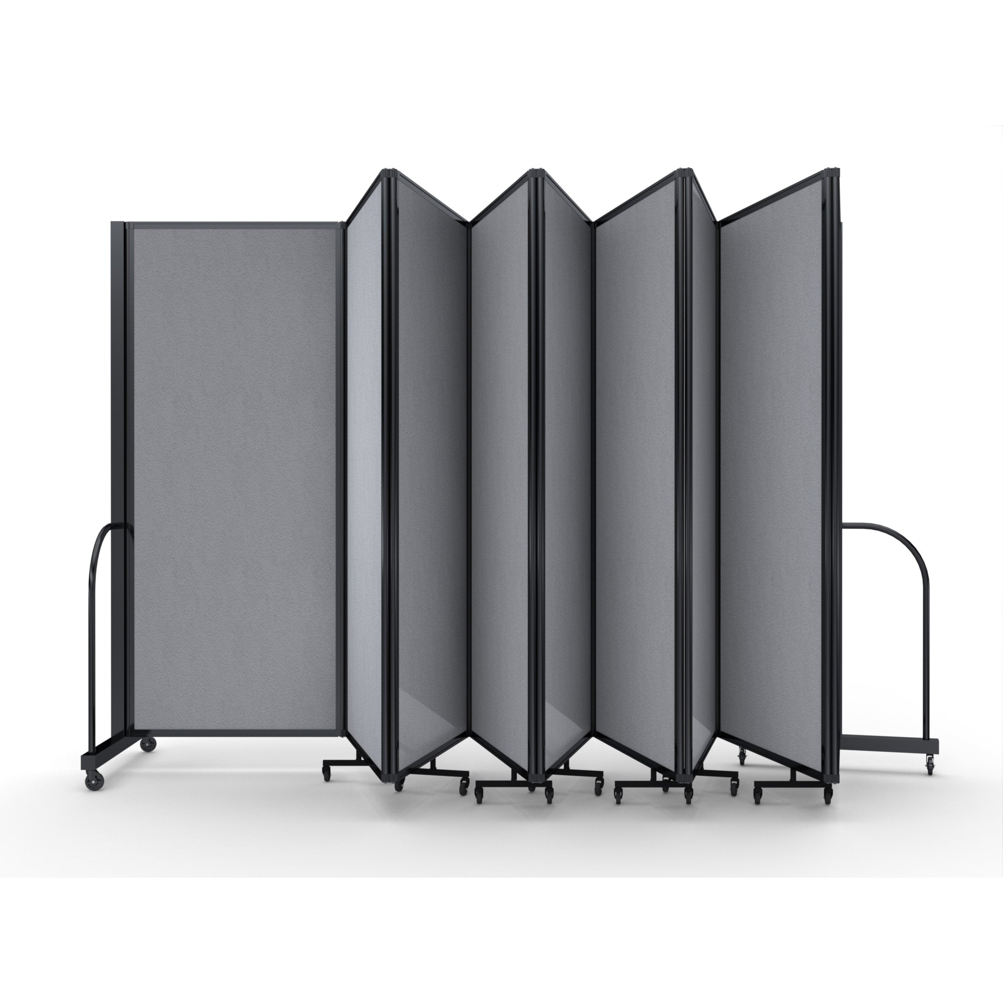 Screenflex Full Motion Divider, 6'10" x 25'1", Black Frame, Granie Vinyl