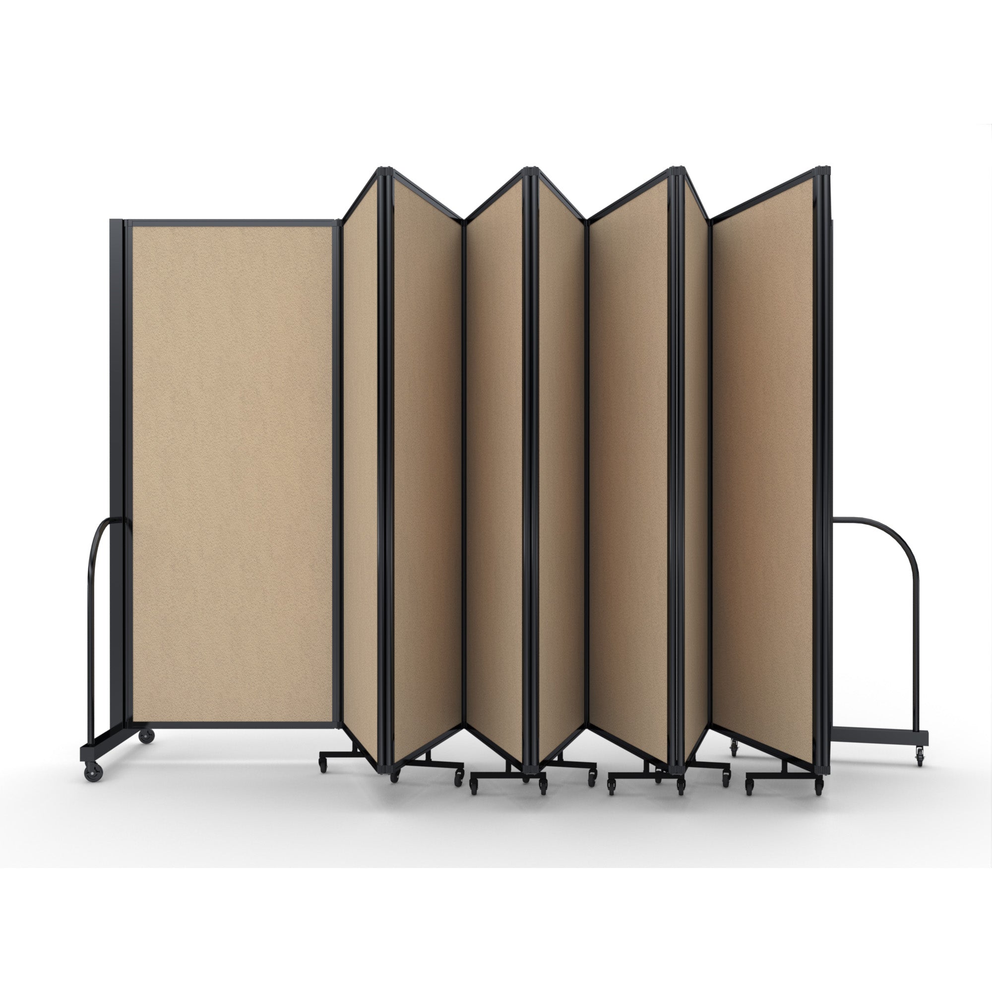 Screenflex Full Motion Divider, 6'10" x 25'1", Black Frame, Sandalwood Vinyl