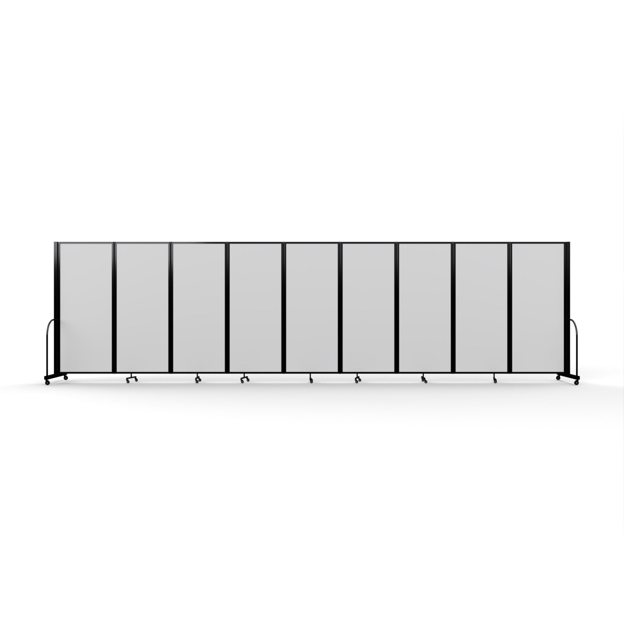 Screenflex Full Motion Divider, 6'10" x 25'1", Black Frame, Ice Vinyl