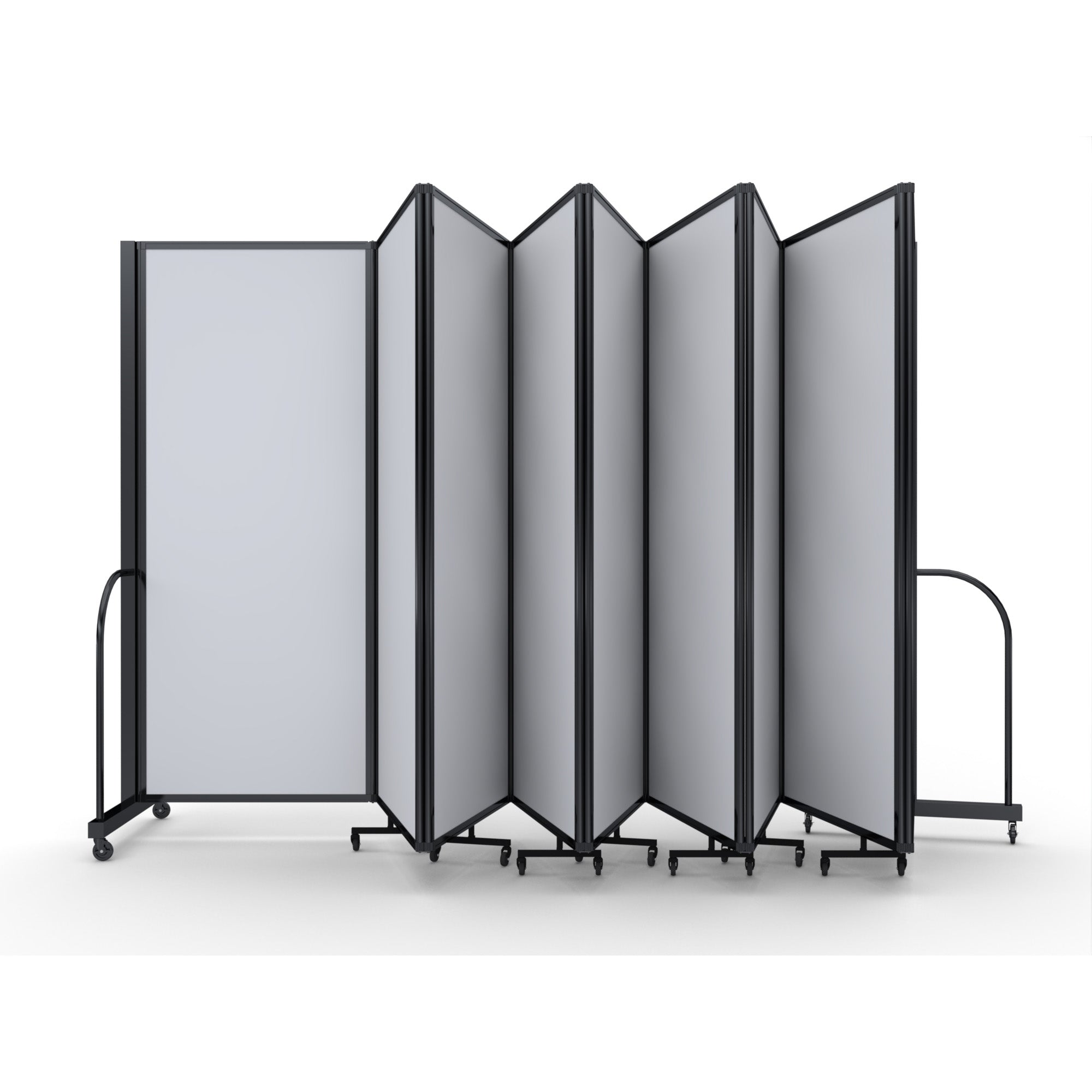 Screenflex Full Motion Divider, 6'10" x 25'1", Black Frame, Ice Vinyl