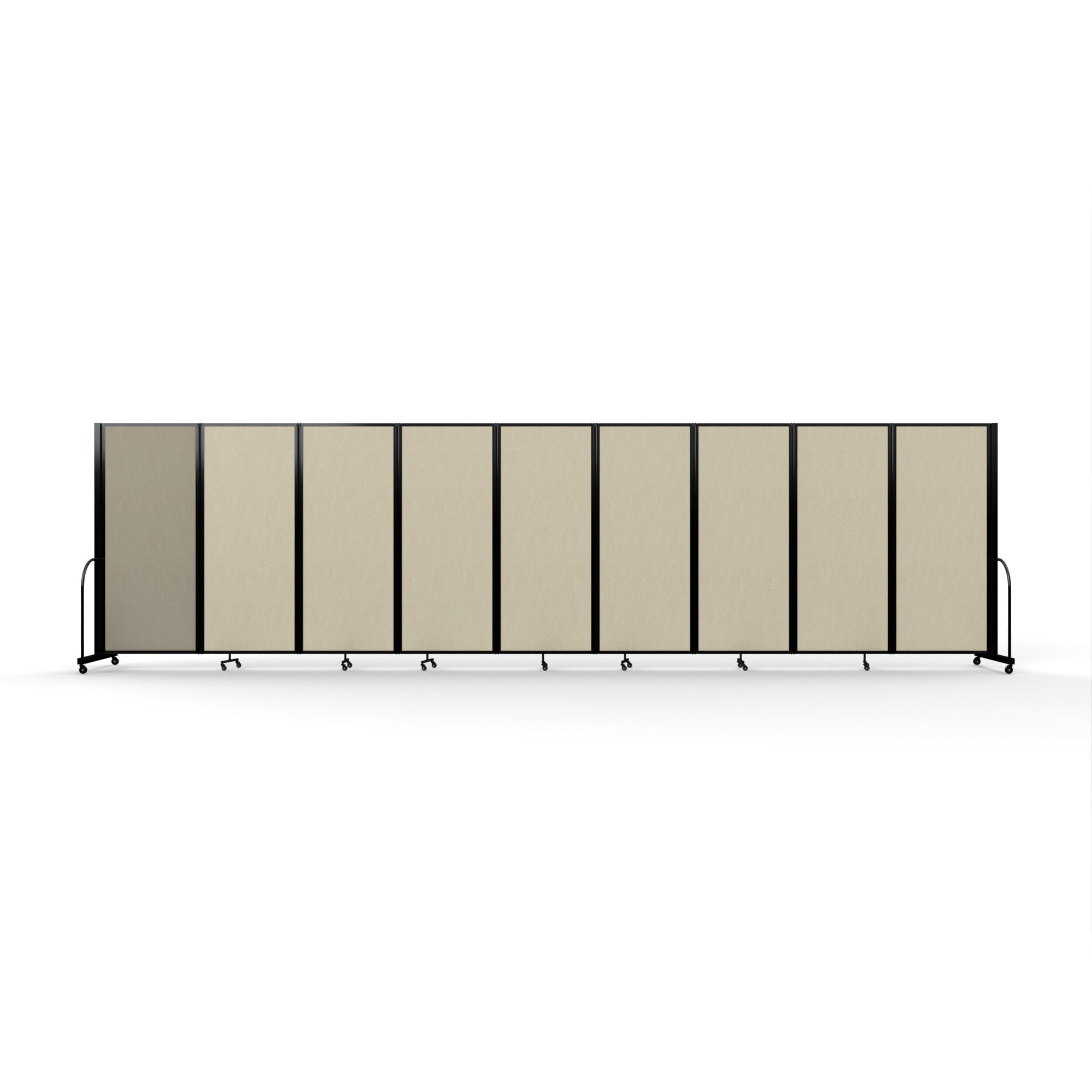 Screenflex Full Motion Divider, 6'10" x 25'1", Black Frame, Hazelnut Vinyl