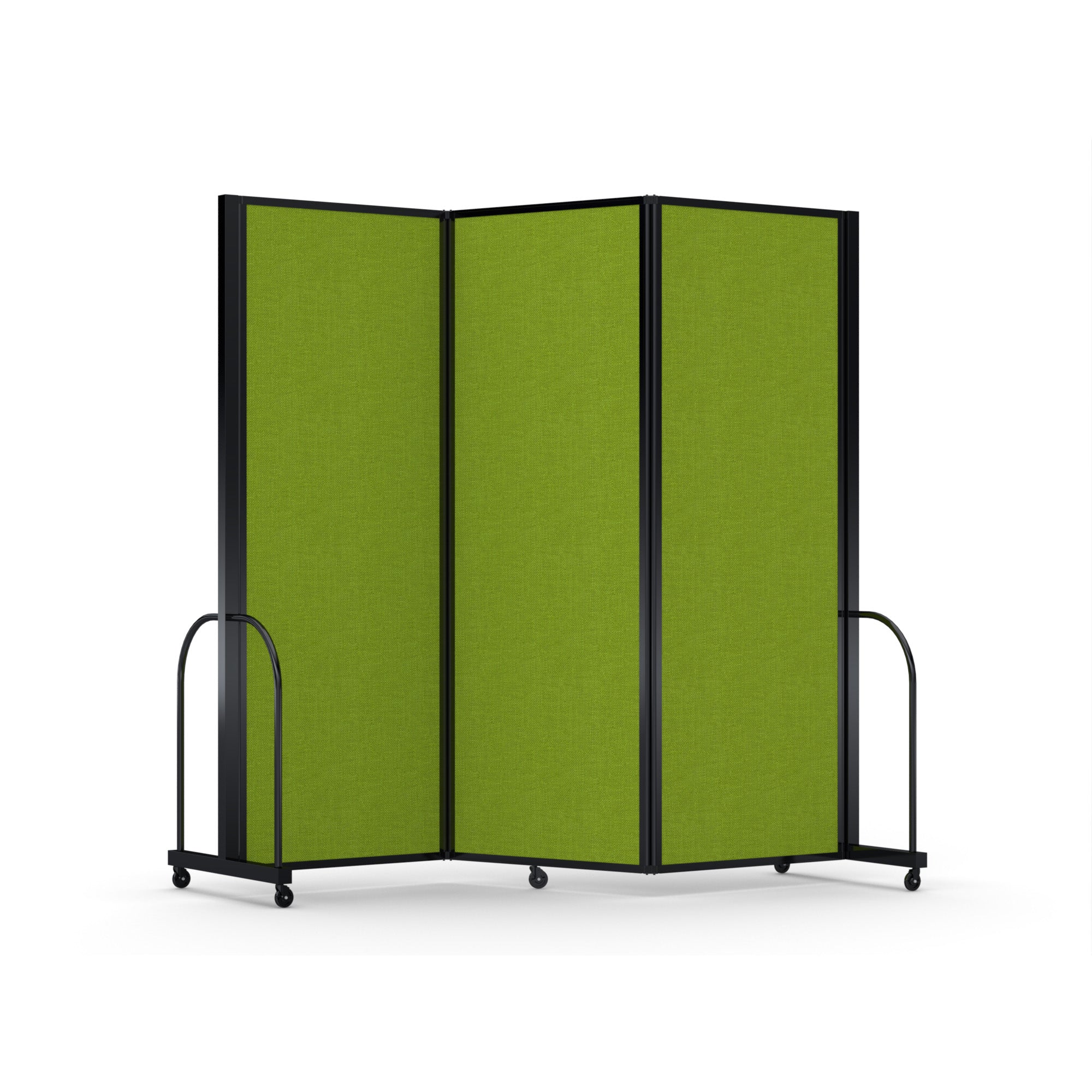 Screenflex Full Motion Divider, 7'6" x 8'7", Black Frame, Apple Green