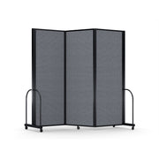 Screenflex Full Motion Divider, 7'6" x 8'7", Black Frame, Stone
