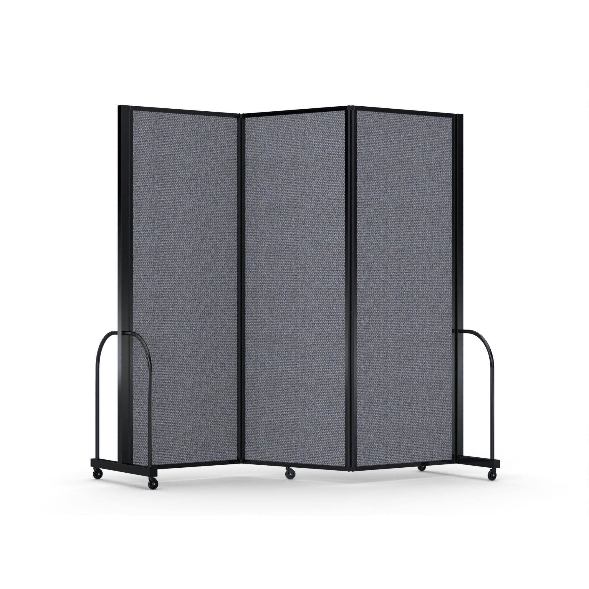 Screenflex Full Motion Divider, 7'6" x 8'7", Black Frame, Stone