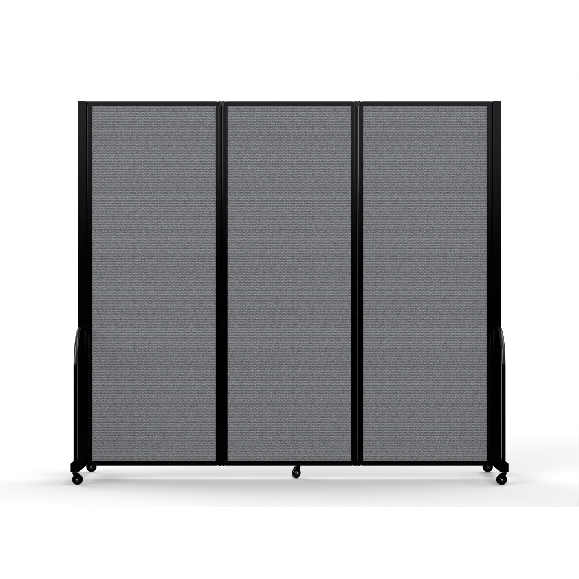 Screenflex Full Motion Divider, 7'6" x 8'7", Black Frame, Stone