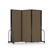 Screenflex Full Motion Divider, 7'6" x 8'7", Black Frame, Walnut
