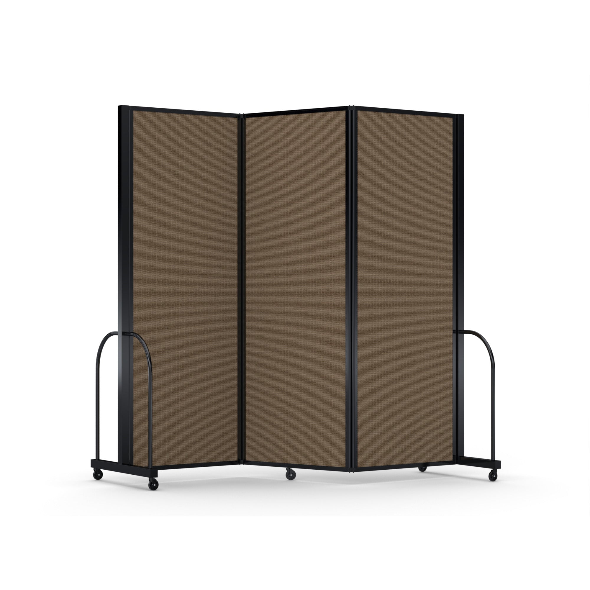 Screenflex Full Motion Divider, 7'6" x 8'7", Black Frame, Walnut