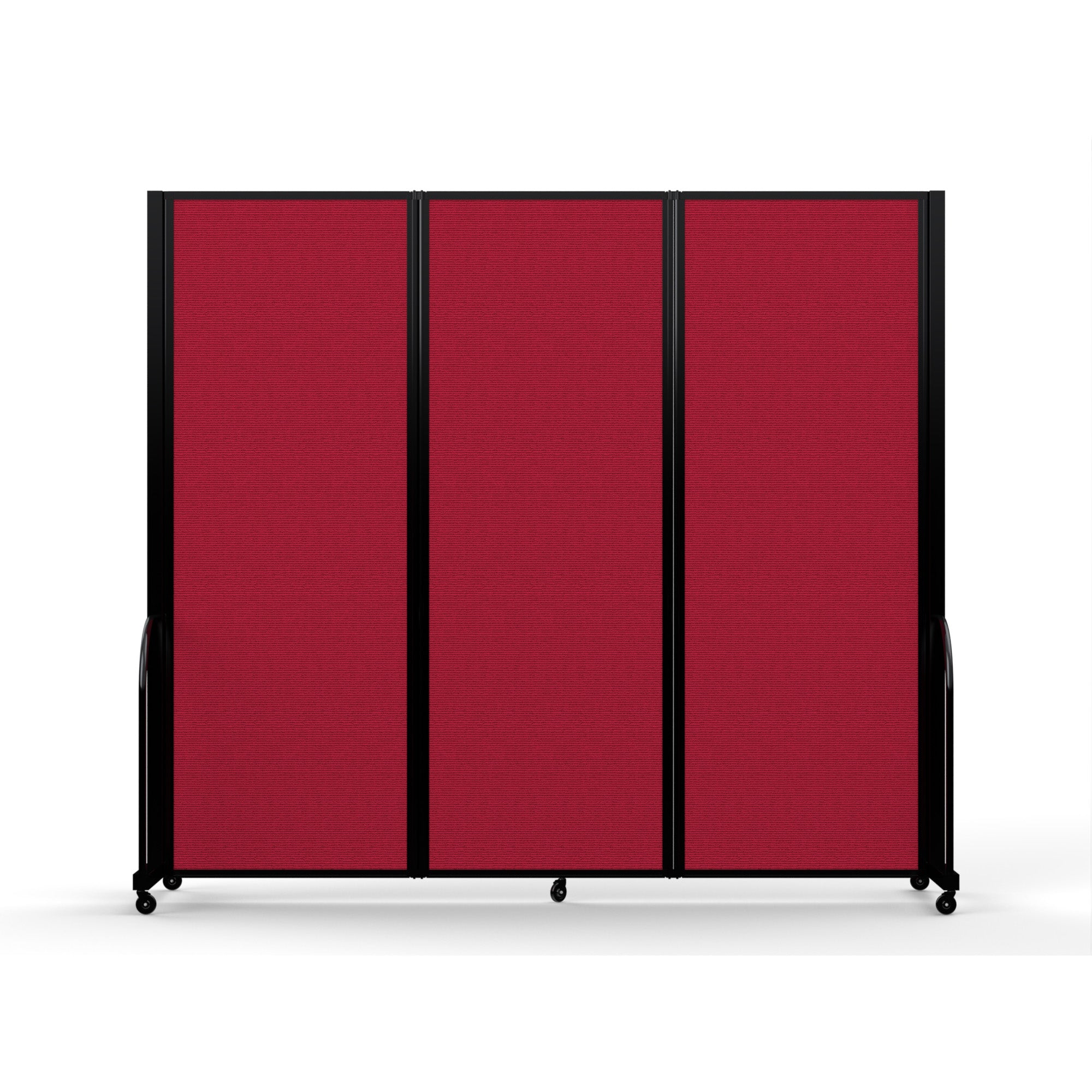 Screenflex Full Motion Divider, 7'6" x 8'7", Black Frame, Primary Red