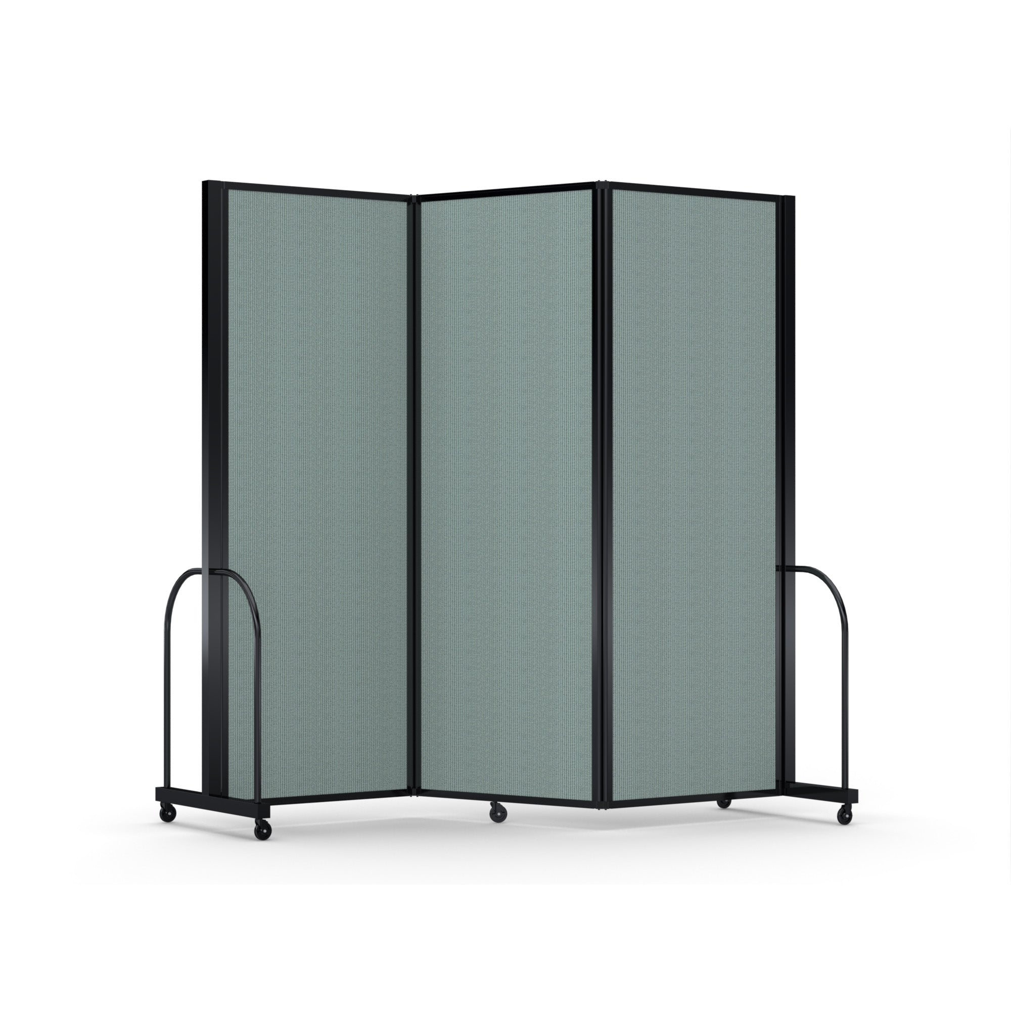 Screenflex Full Motion Divider, 7'6" x 8'7", Black Frame, Sea Green