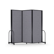 Screenflex Full Motion Divider, 7'6" x 8'7", Black Frame, Select Gray