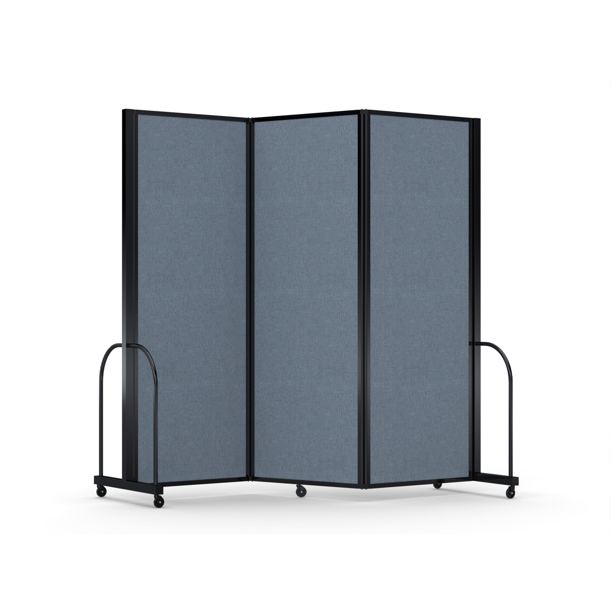 Screenflex Full Motion Divider, 7'6" x 8'7", Black Frame, Summer Blue