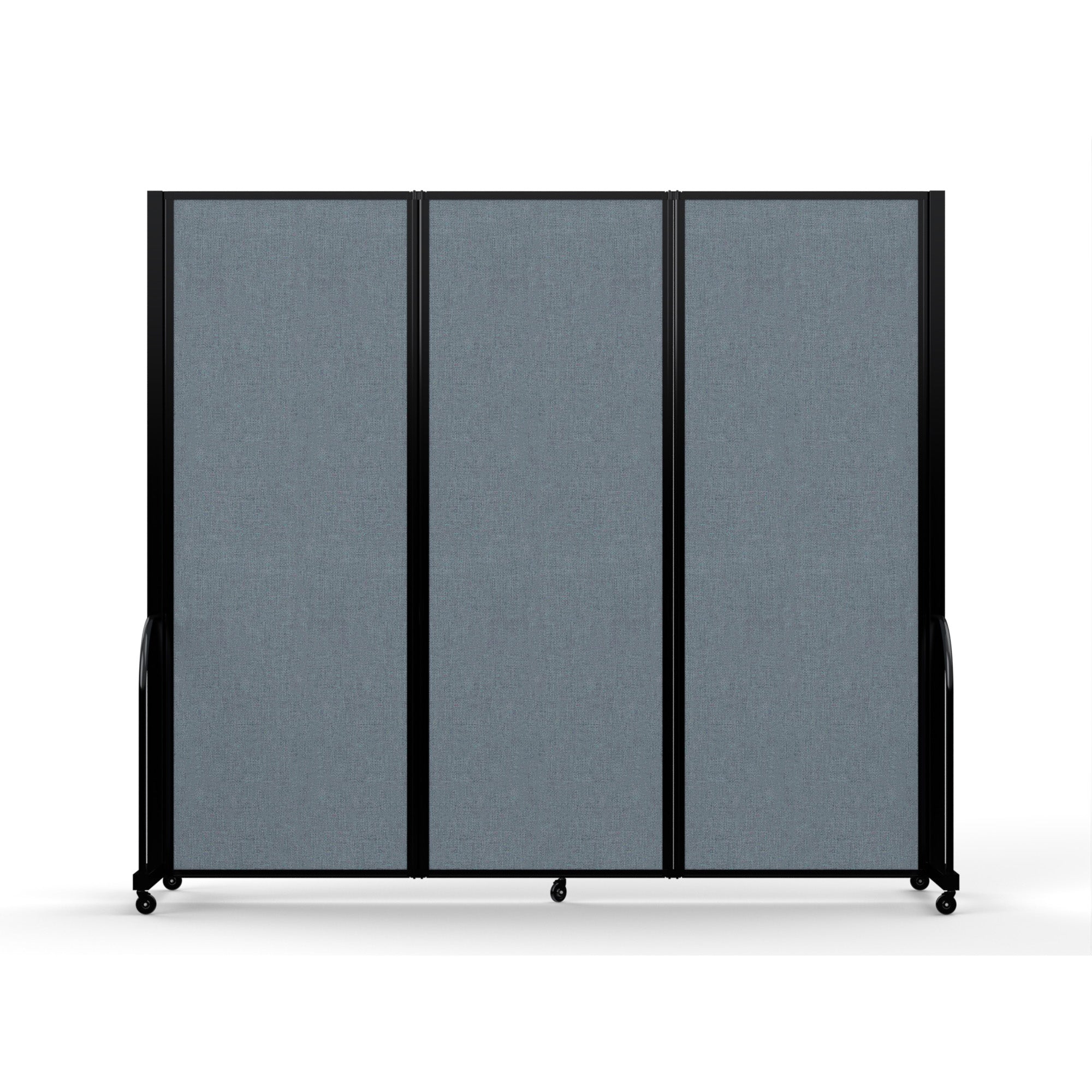 Screenflex Full Motion Divider, 7'6" x 8'7", Black Frame, Summer Blue