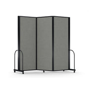 Screenflex Full Motion Divider, 7'6" x 8'7", Black Frame, Gray Smoke