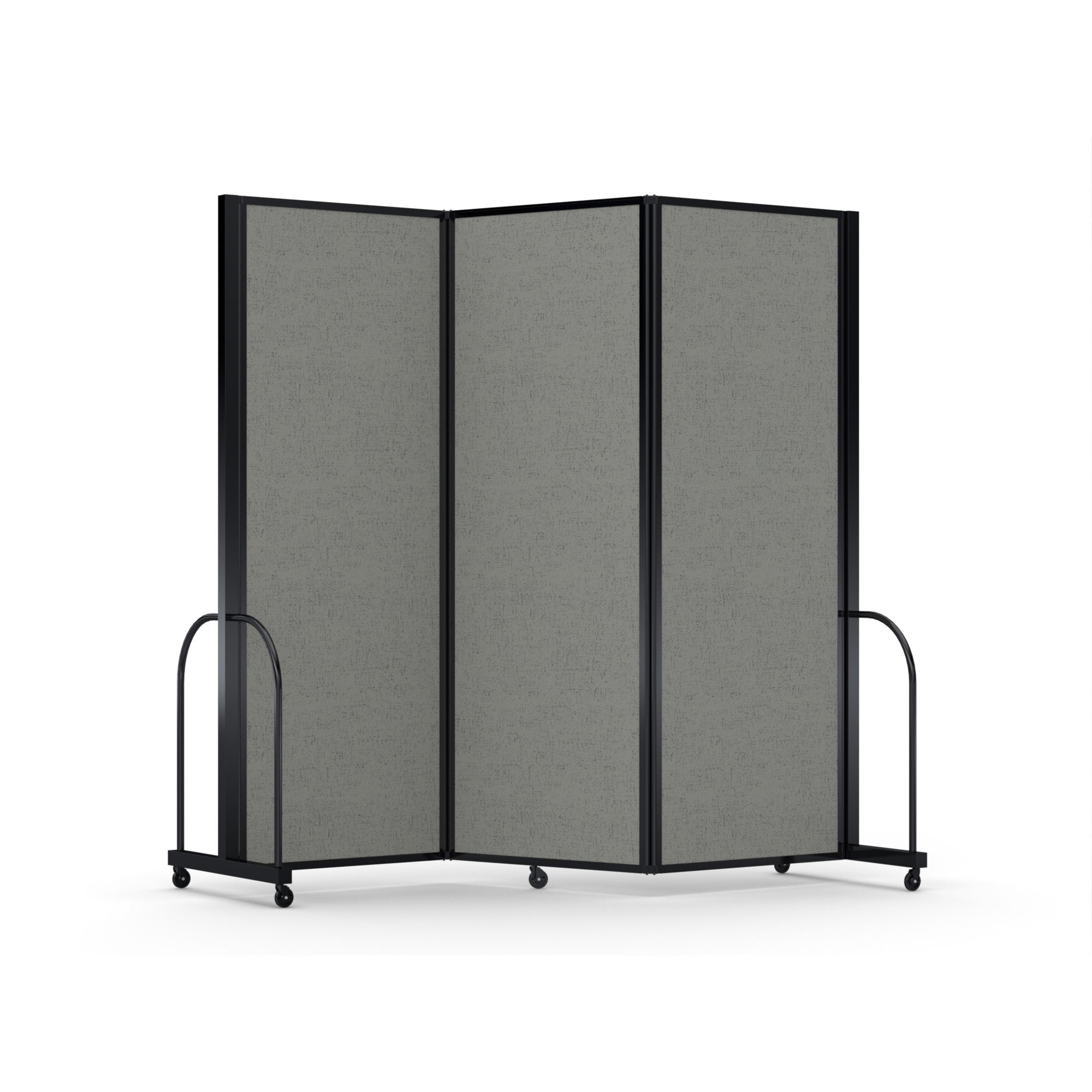 Screenflex Full Motion Divider, 7'6" x 8'7", Black Frame, Gray Smoke