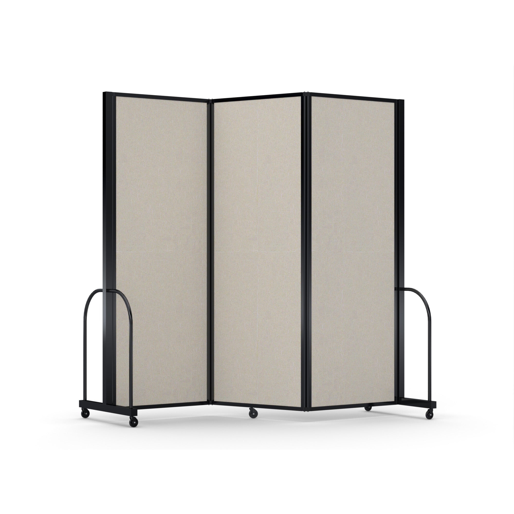Screenflex Full Motion Divider, 7'6" x 8'7", Black Frame, Sand