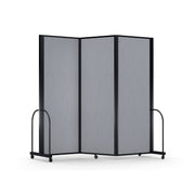 Screenflex Full Motion Divider, 7'6" x 8'7", Black Frame, Granite Vinyl
