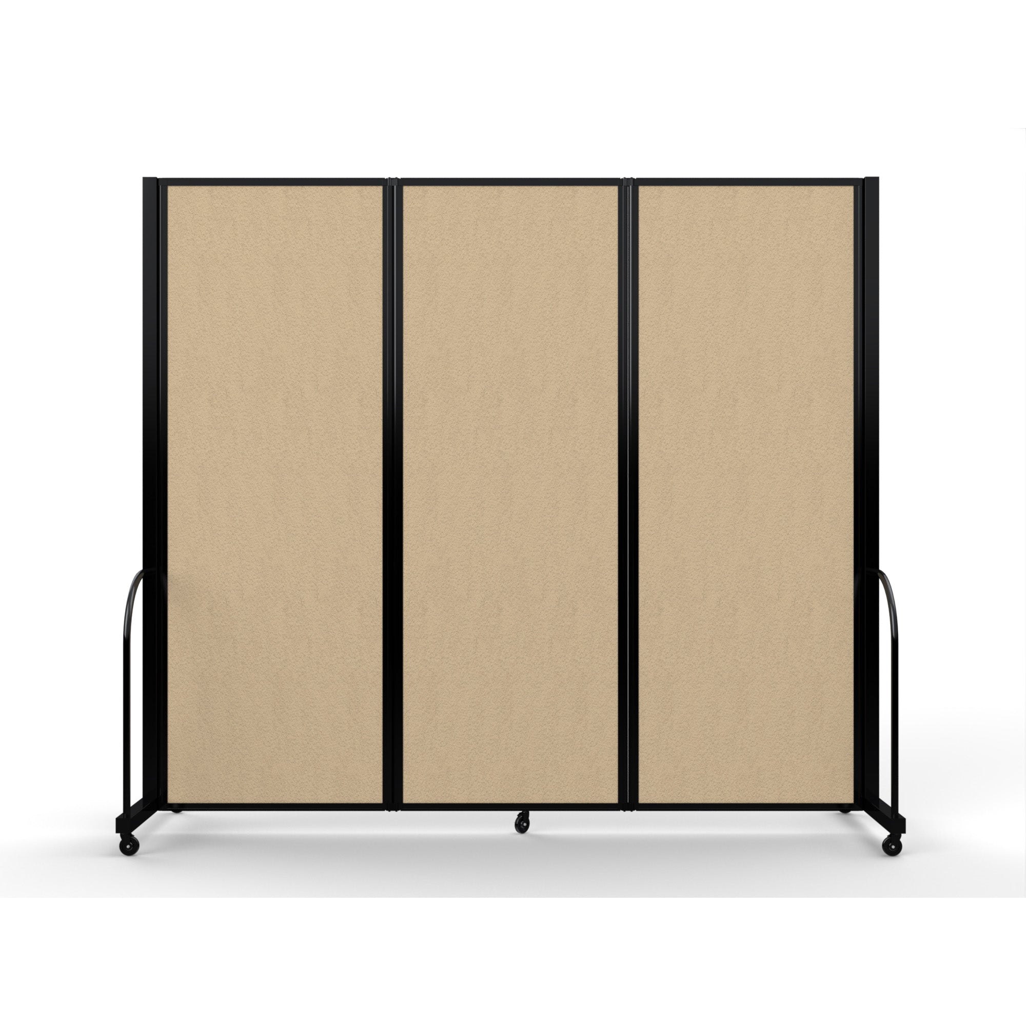 Screenflex Full Motion Divider, 7'6" x 8'7", Black Frame, Sandalwood Vinyl