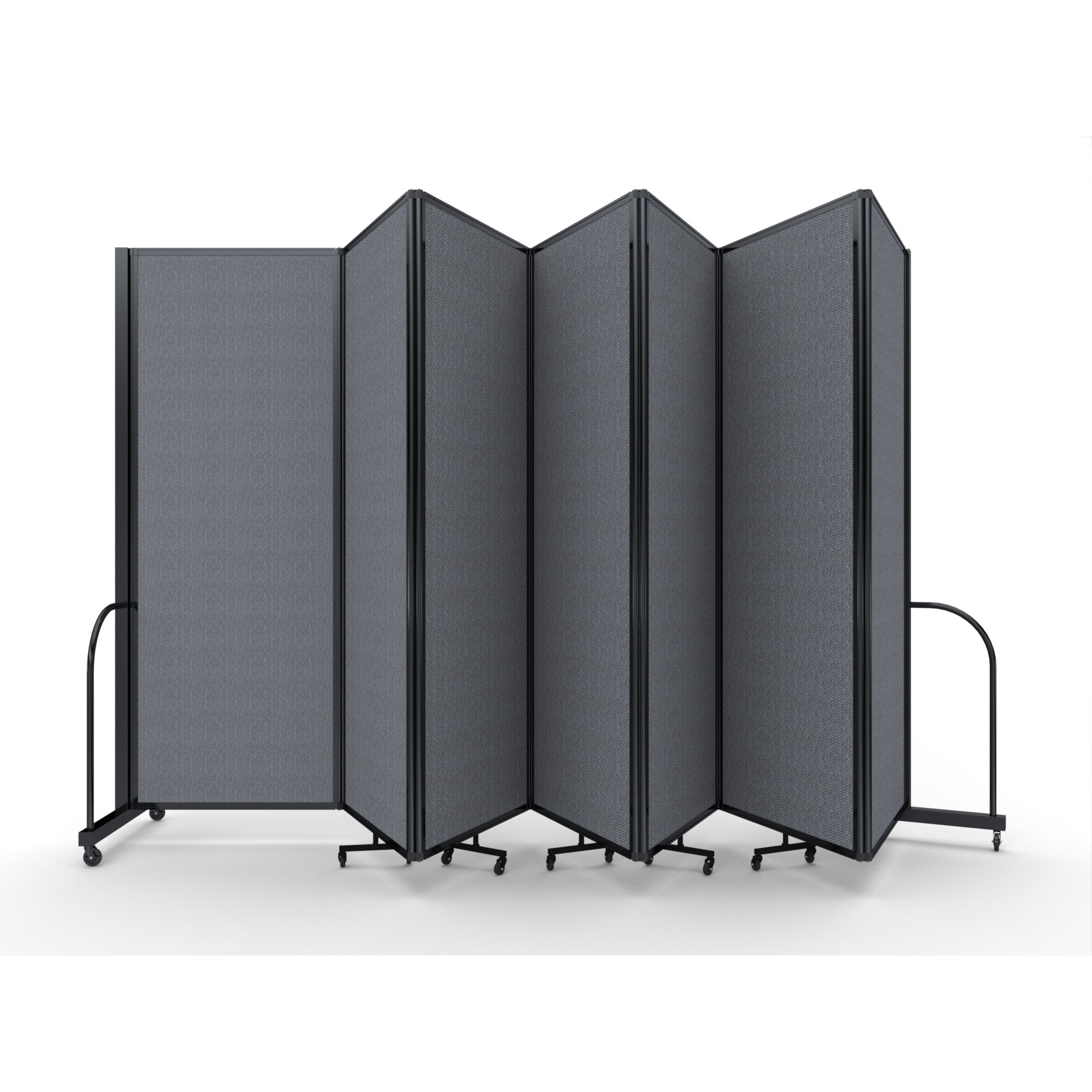 Screenflex Full Motion Divider, 7'6" x 19'7", Black Frame, Stone