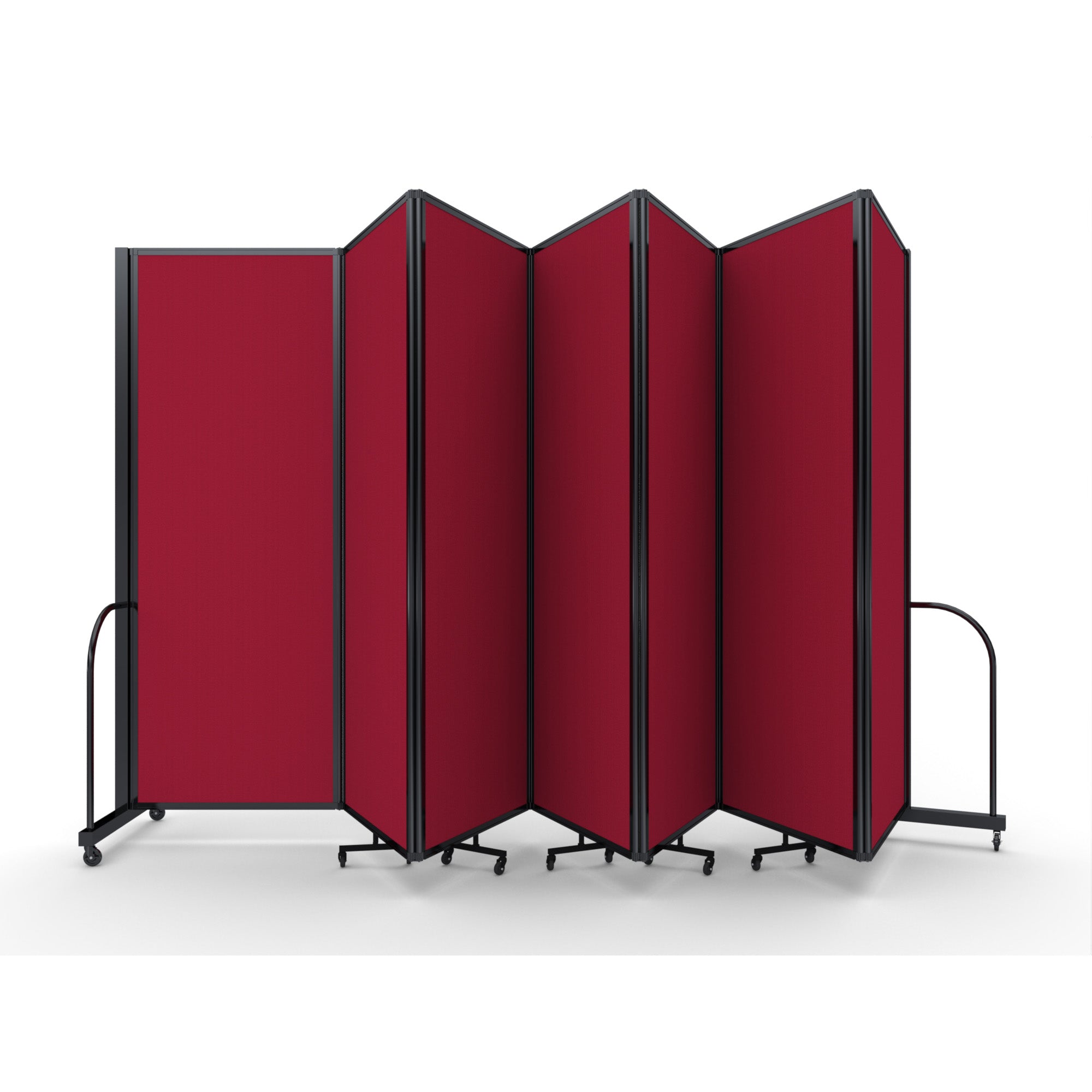 Screenflex Full Motion Divider, 7'6" x 19'7", Black Frame, Primary Red