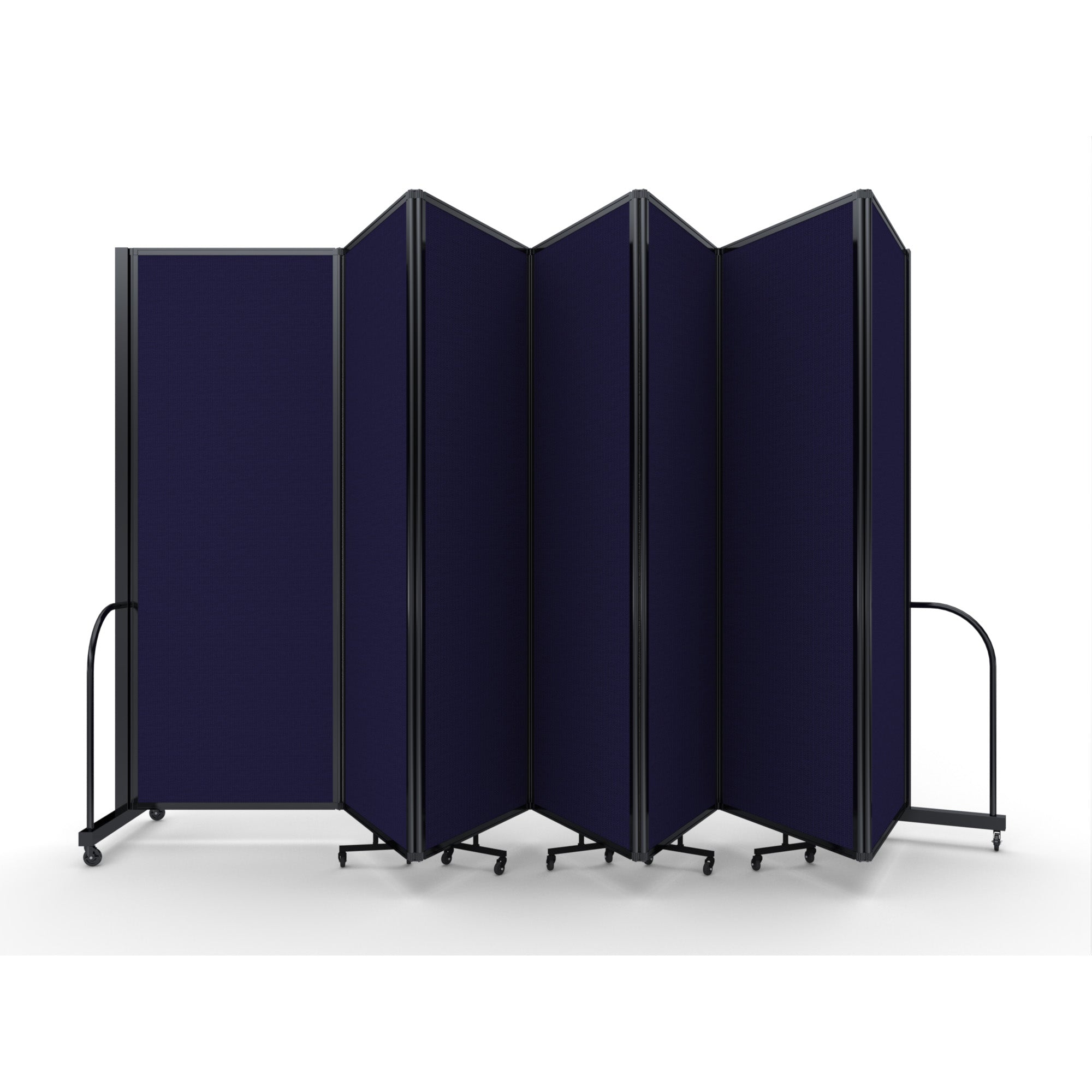Screenflex Full Motion Divider, 7'6" x 19'7", Black Frame, Navy