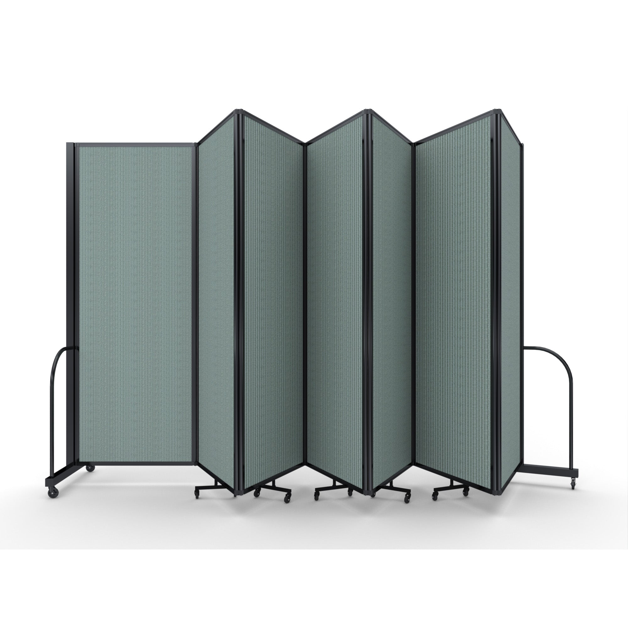 Screenflex Full Motion Divider, 7'6" x 19'7", Black Frame, Sea Green