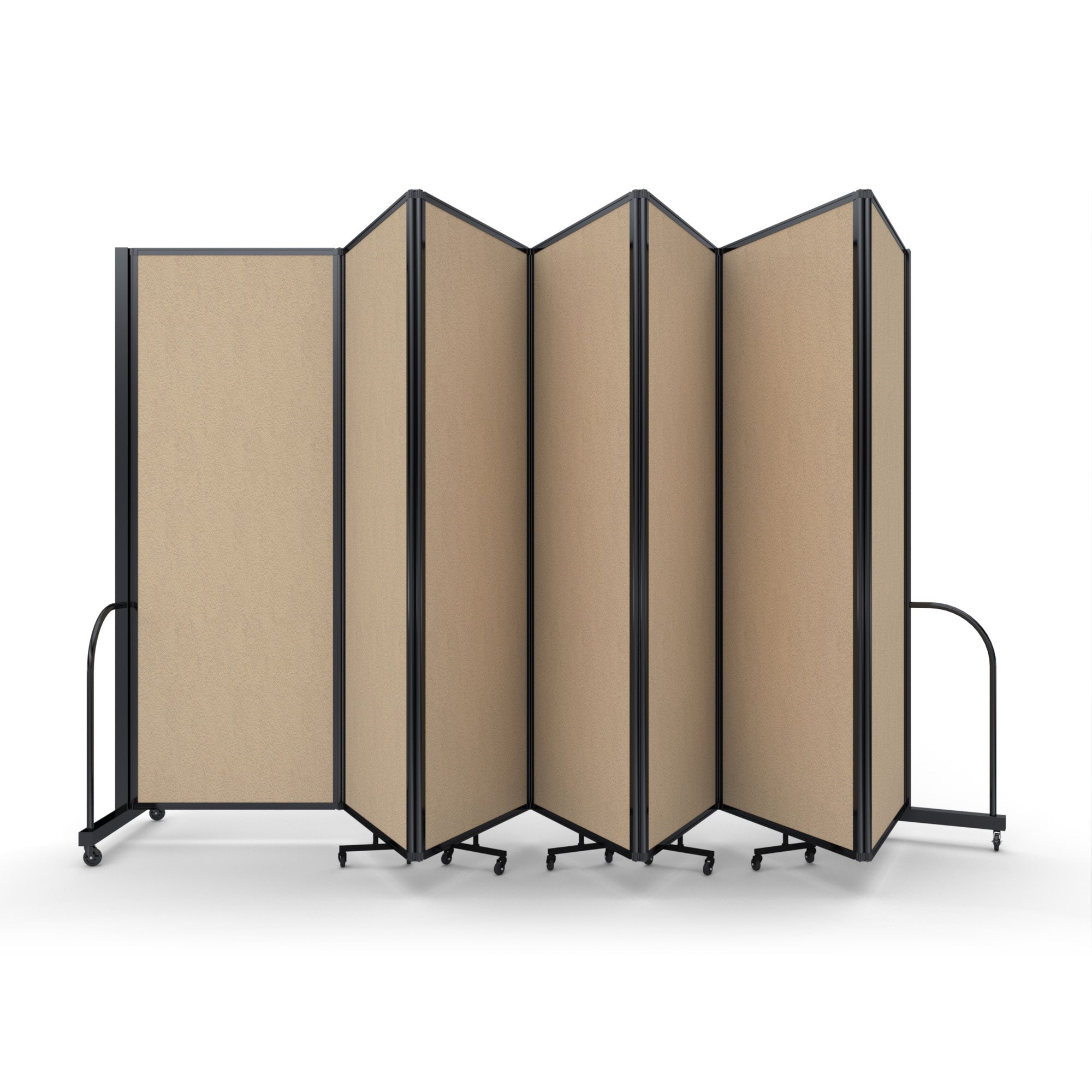 Screenflex Full Motion Divider, 7'6" x 19'7", Black Frame, Sandalwood Vinyl