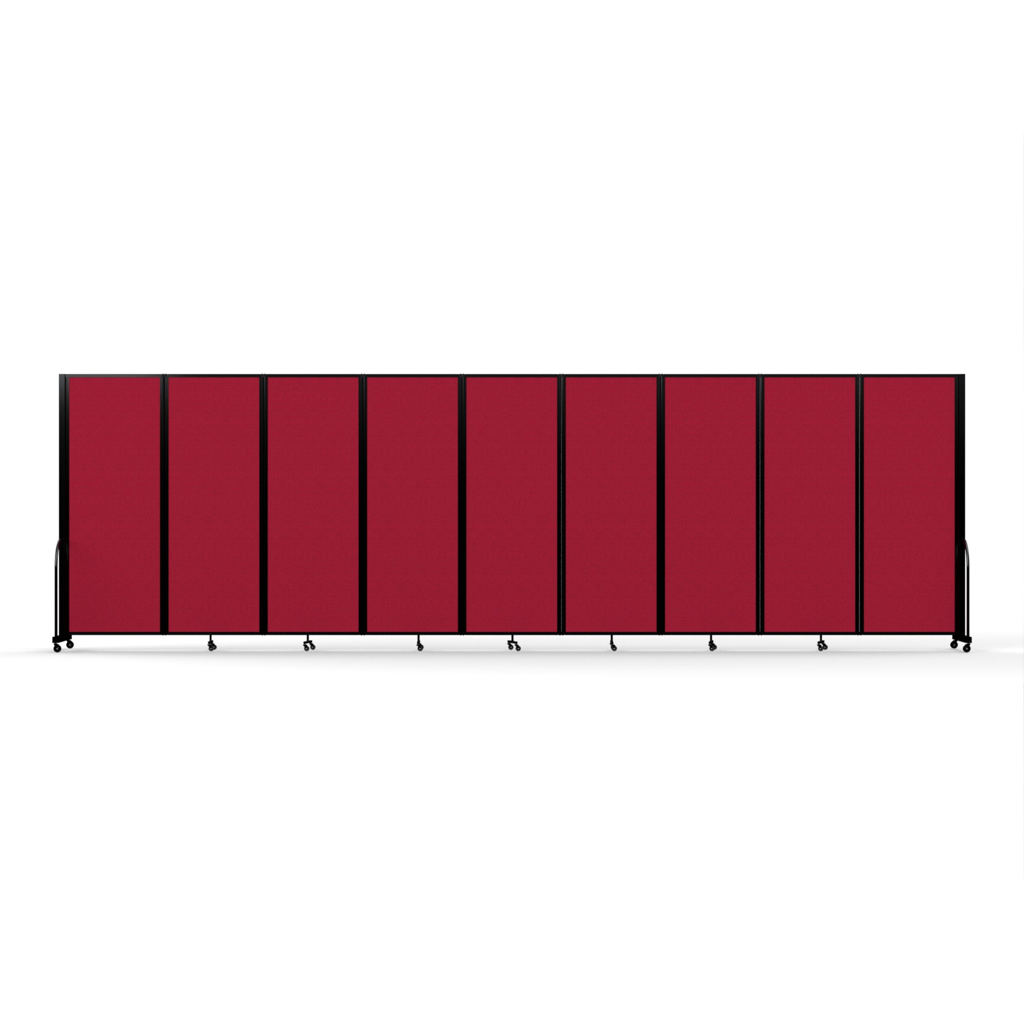 Screenflex Full Motion Divider, 7'6" x 25'1", Black Frame, Primary Red