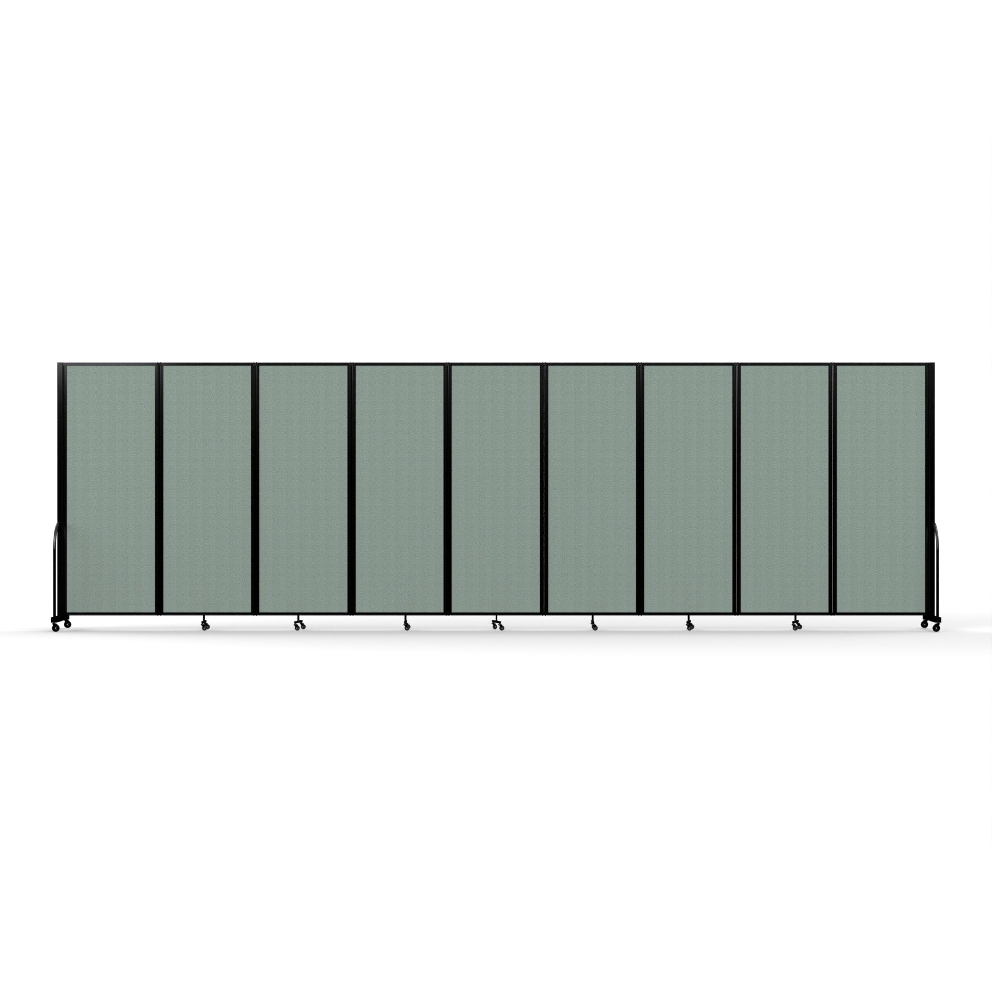 Screenflex Full Motion Divider, 7'6" x 25'1", Black Frame, Sea Green