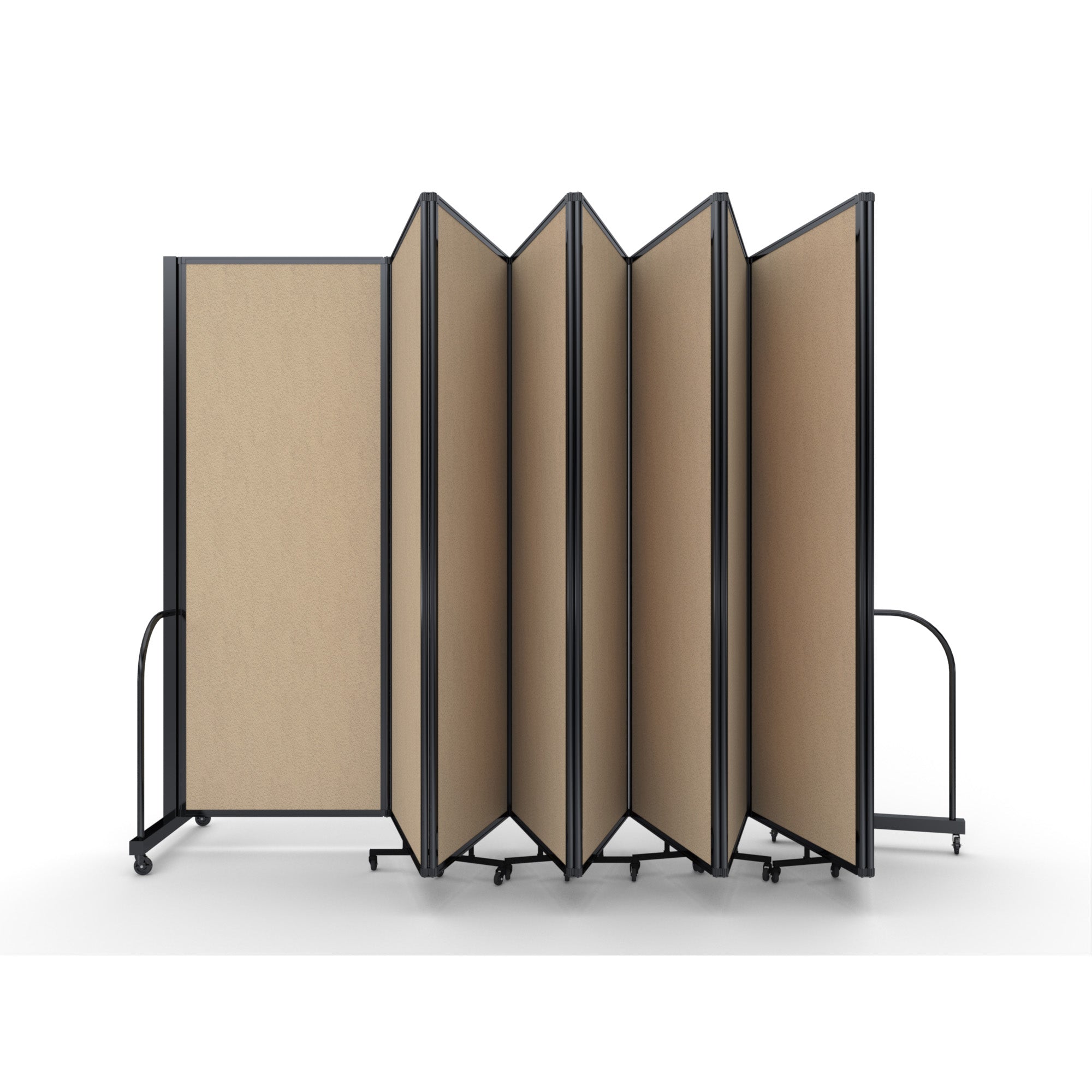 Screenflex Full Motion Divider, 7'6" x 25'1", Black Frame, Sandalwood Vinyl