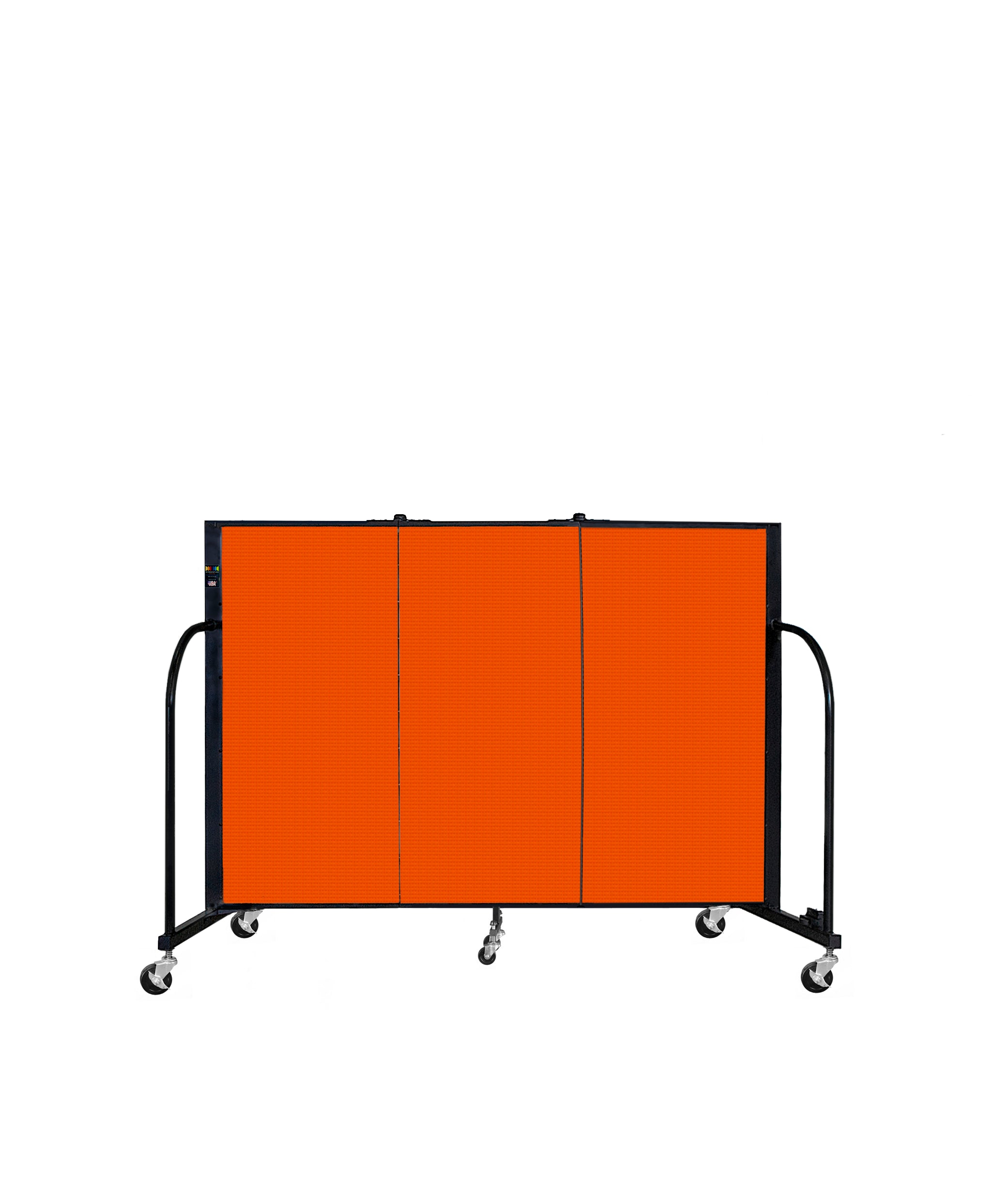 Signature Room Divider - 4'H x 5' 9"L - 3 Panel, Orange, Fabric