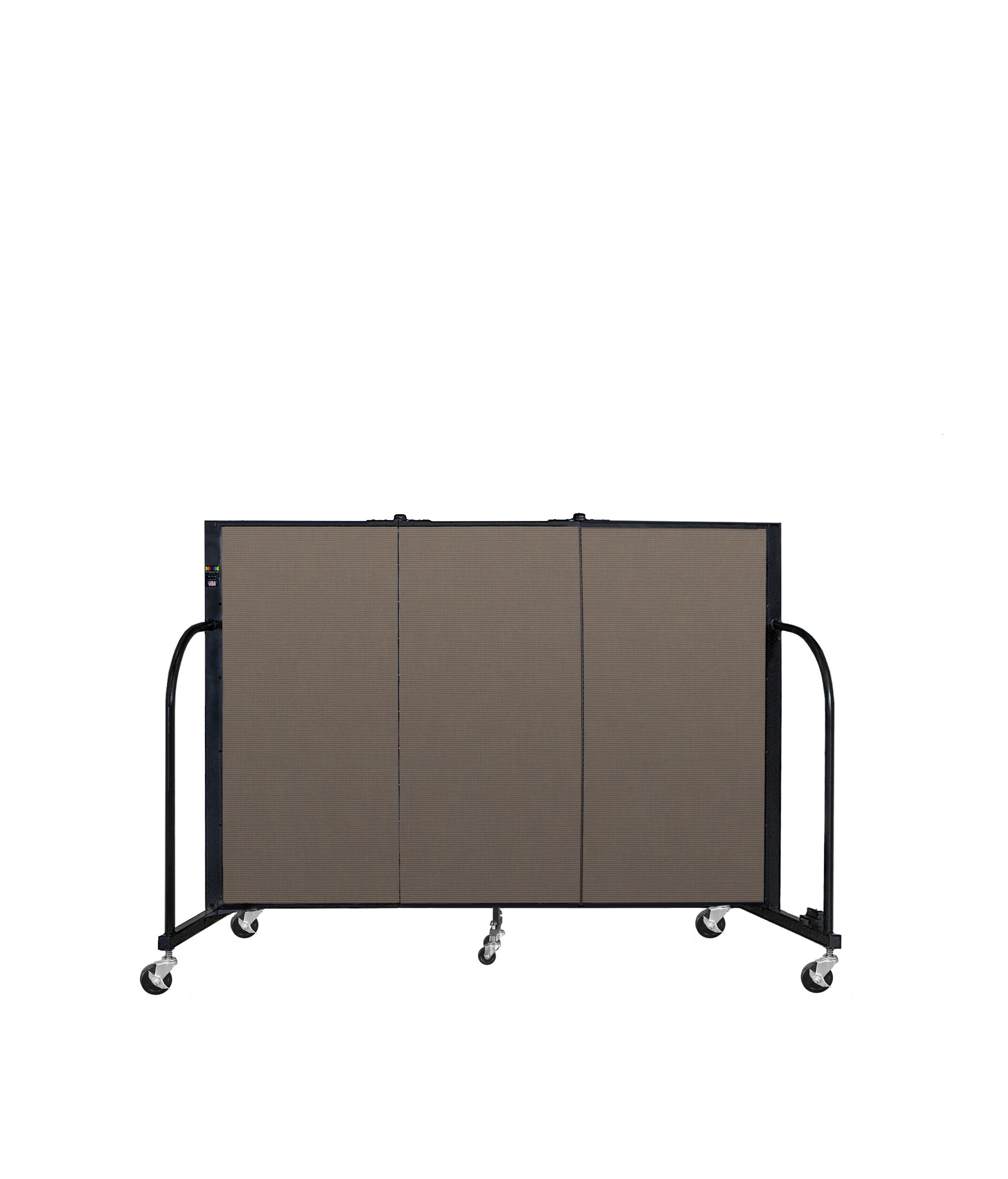 Signature Room Divider - 4'H x 5' 9"L - 3 Panel, Walnut, Fabric