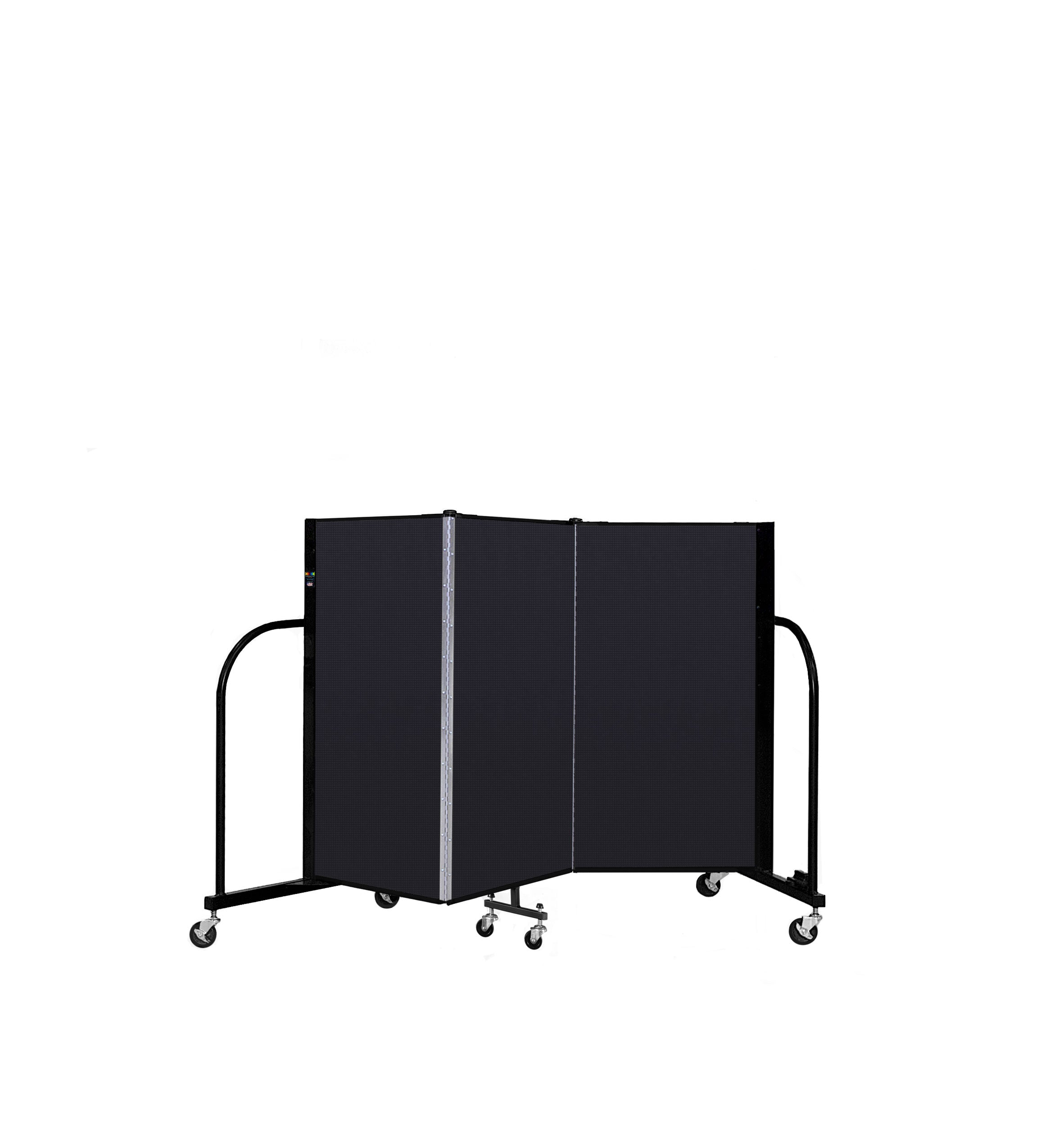 Signature Room Divider - 4'H x 5' 9"L - 3 Panel, Black, Fabric