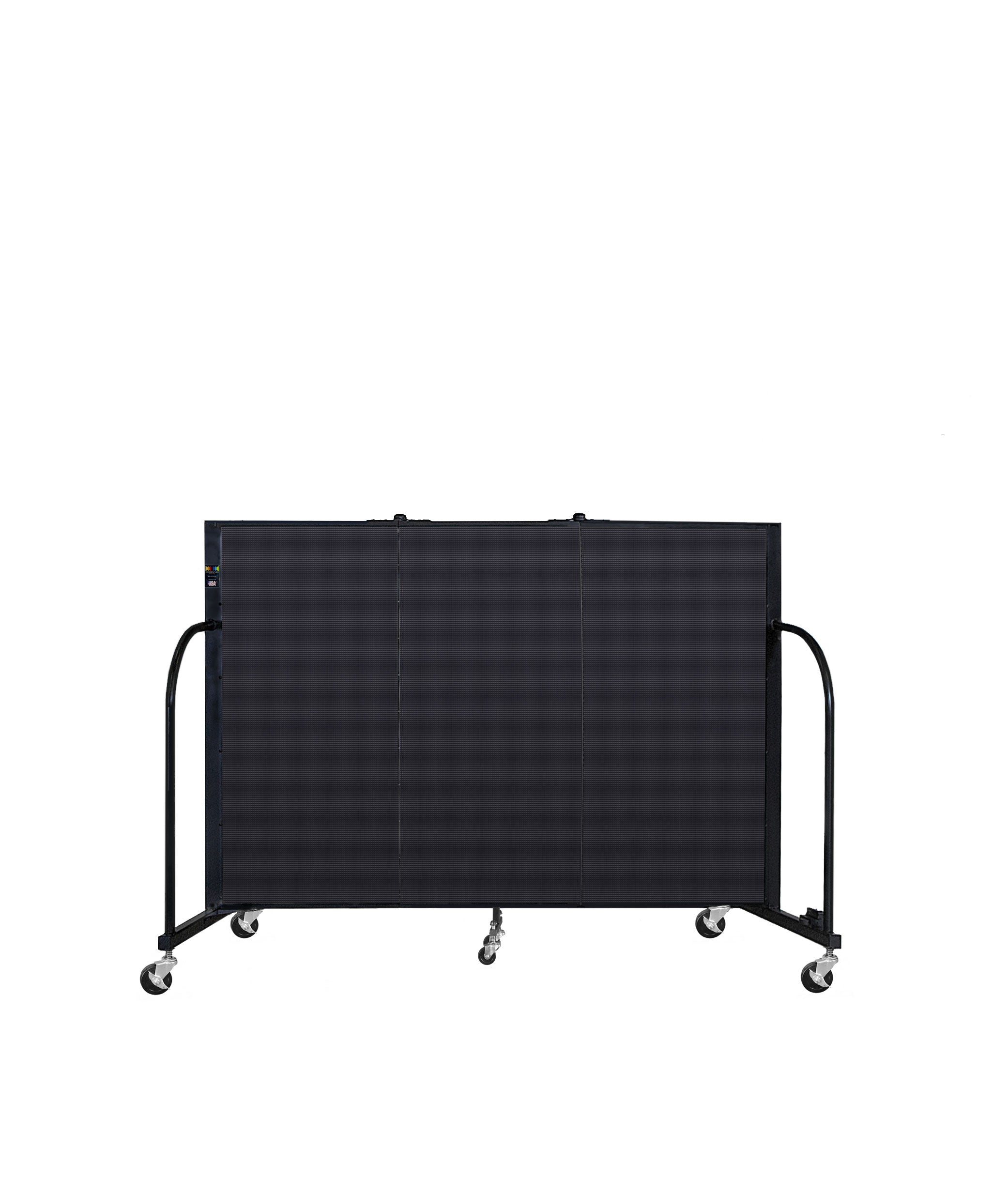 Signature Room Divider - 4'H x 5' 9"L - 3 Panel, Black, Fabric