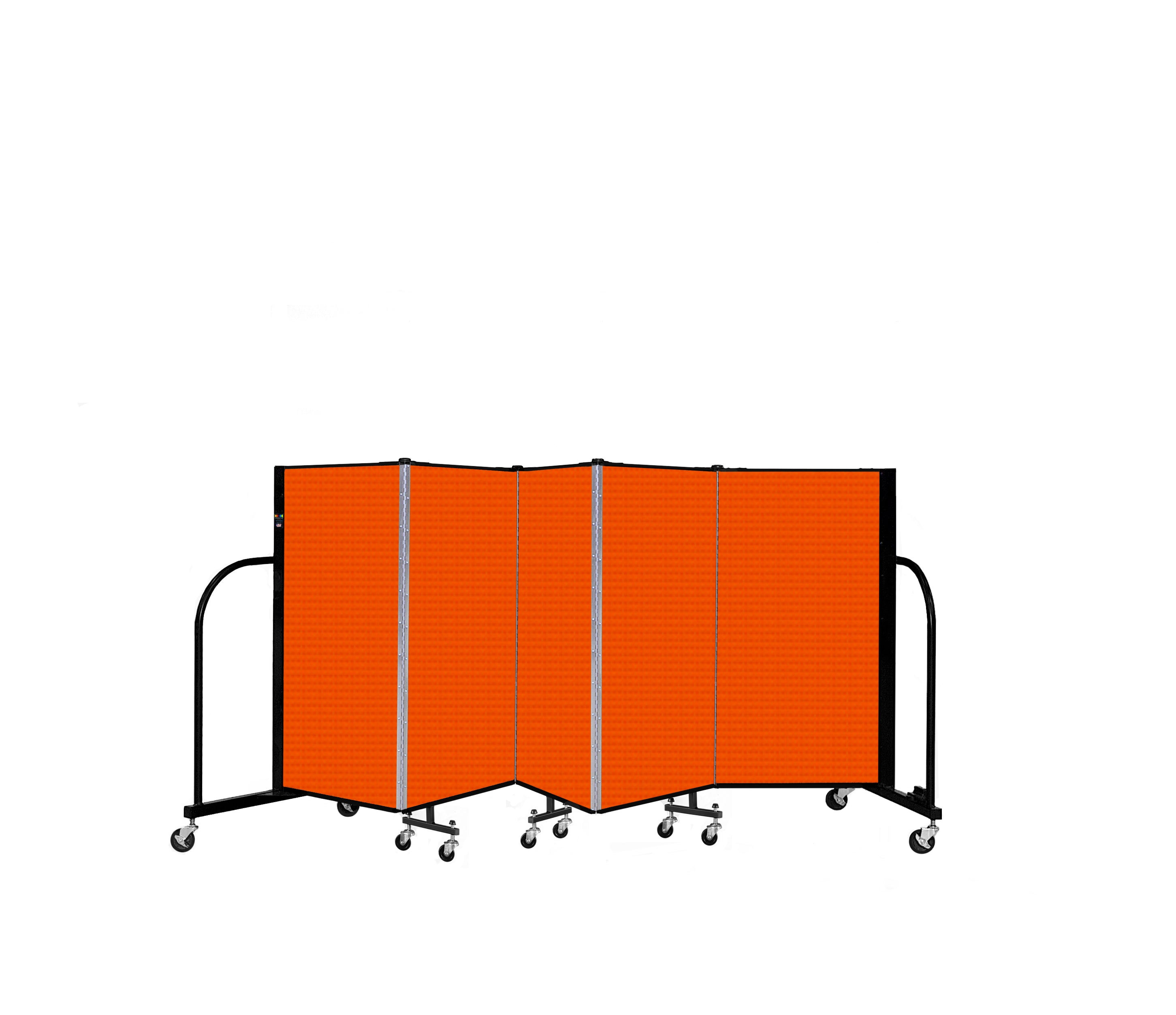 Signature Room Divider - 4'H x 9' 5"L - 5 Panel, Orange, Fabric