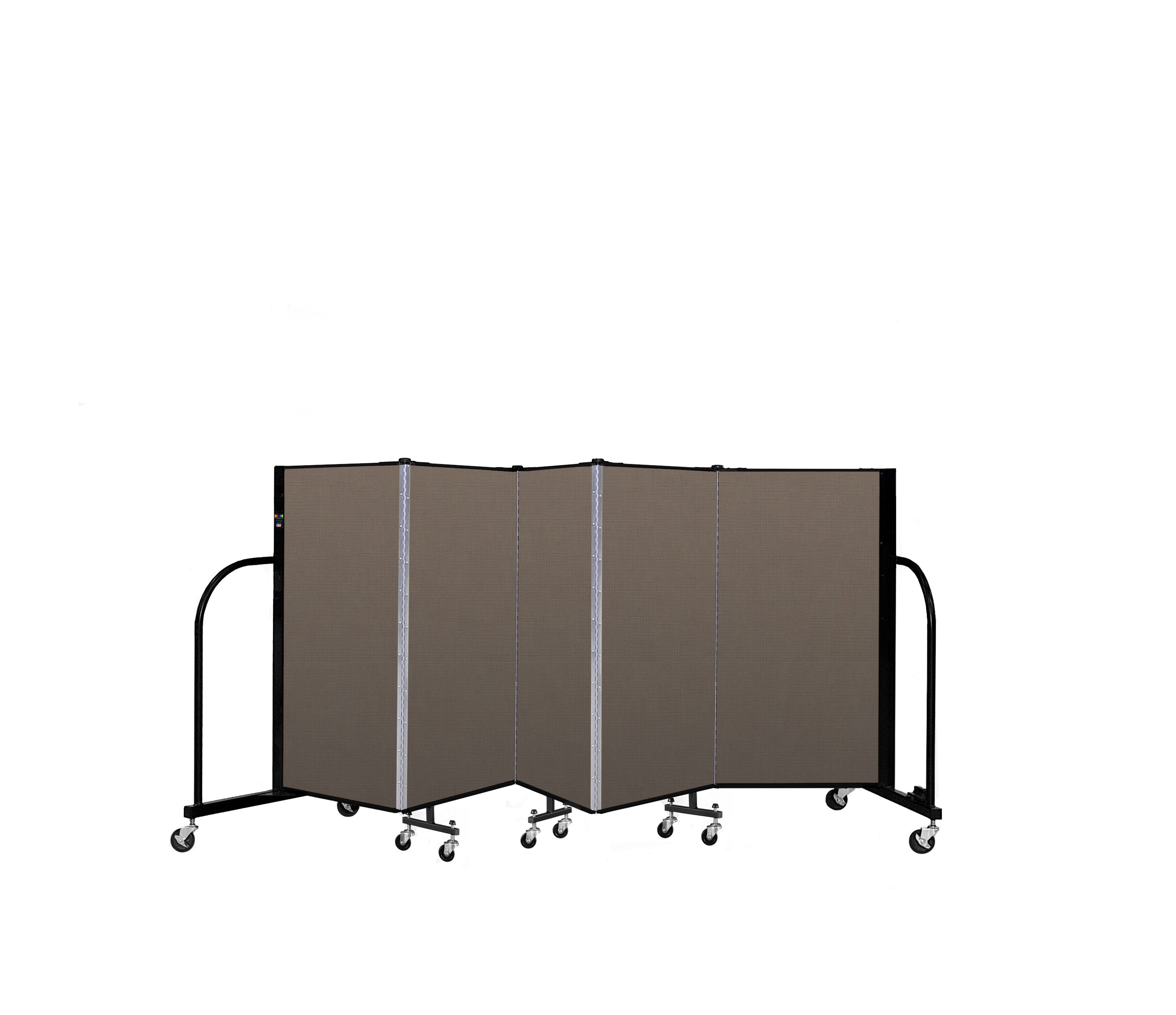 Signature Room Divider - 4'H x 9' 5"L - 5 Panel, Walnut, Fabric