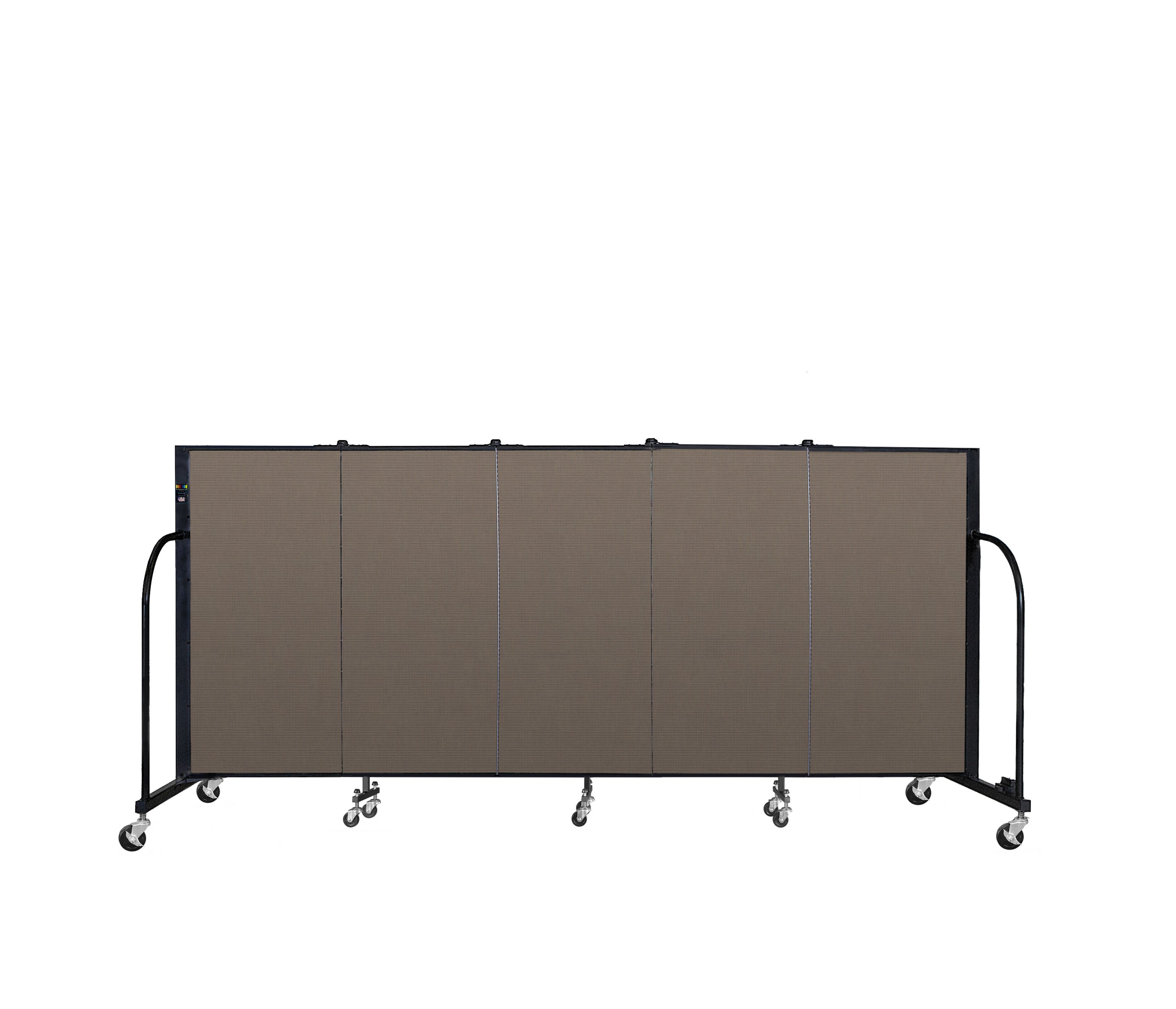 Signature Room Divider - 4'H x 9' 5"L - 5 Panel, Walnut, Fabric