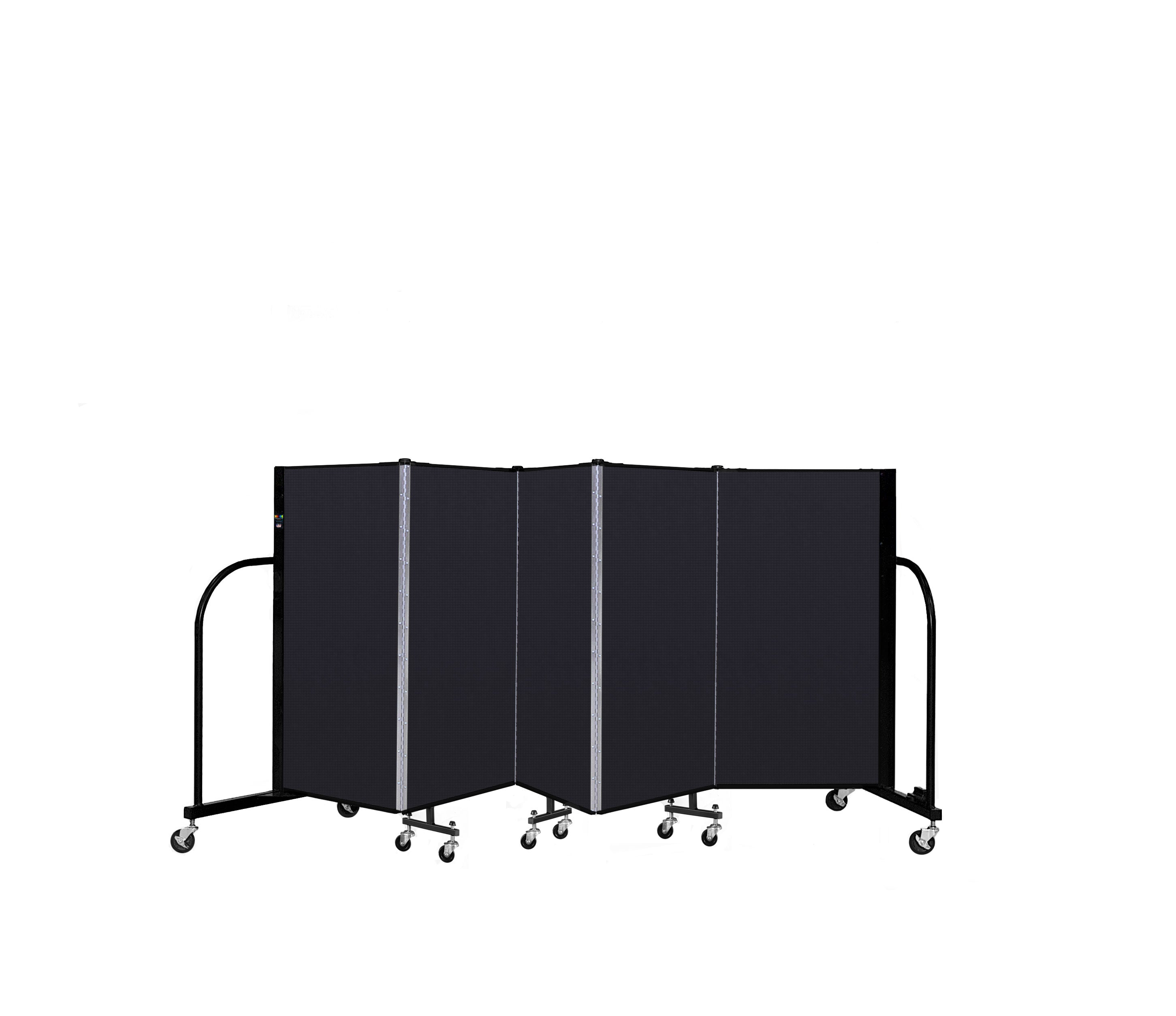 Signature Room Divider - 4'H x 9' 5"L - 5 Panel, Black, Fabric