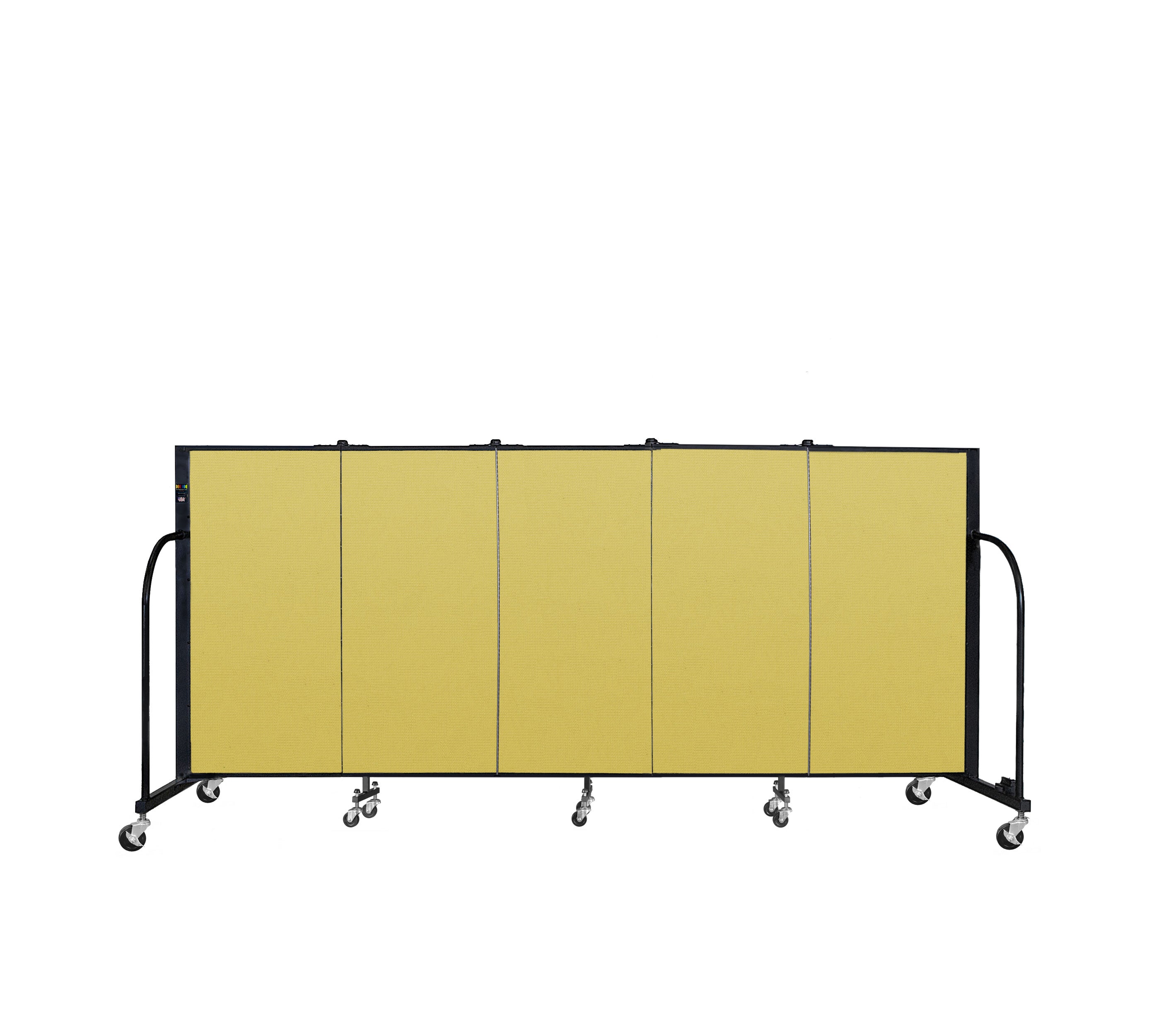 Signature Room Divider - 4'H x 9' 5"L - 5 Panel, Primary Yellow, Fabric