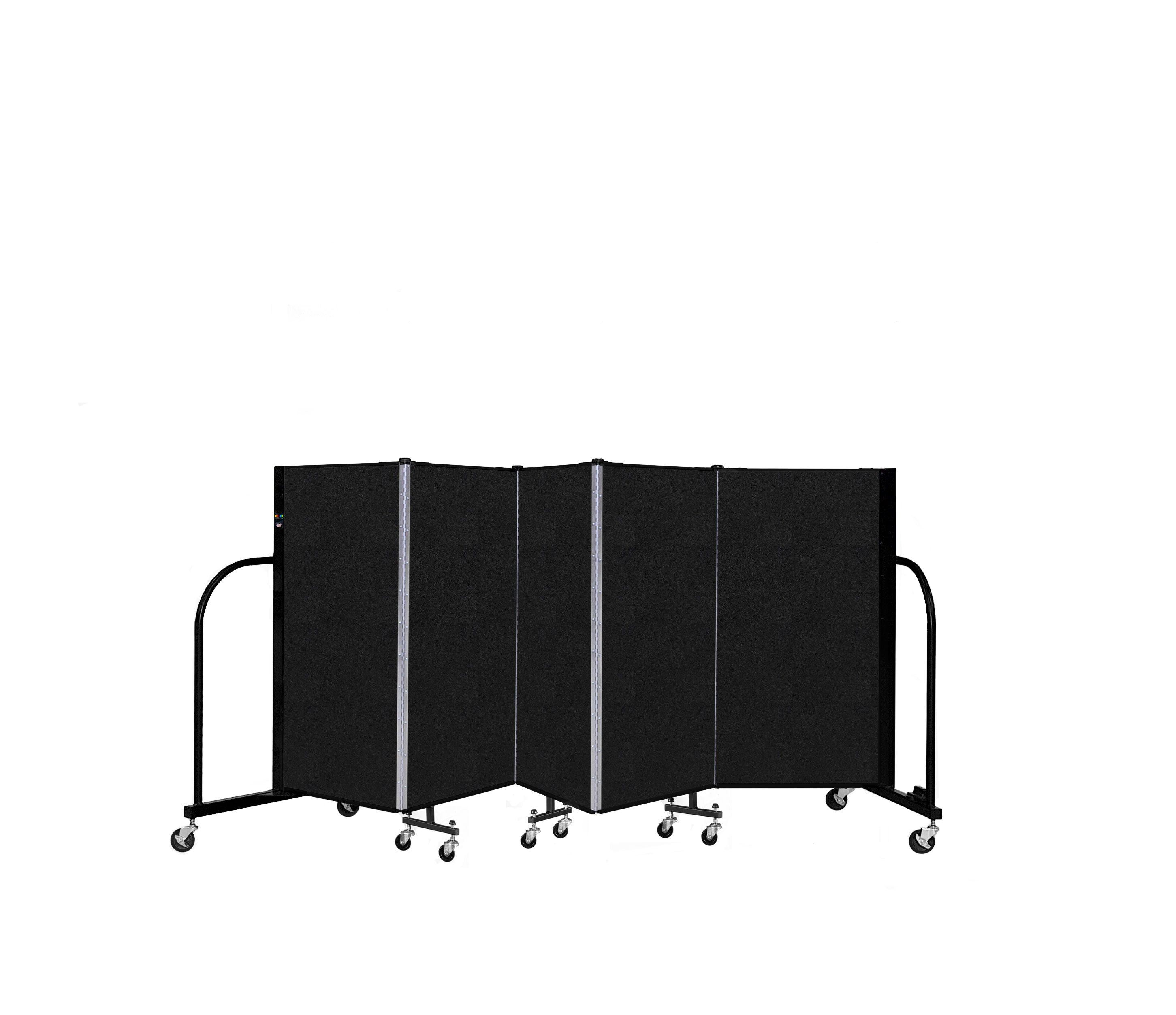 Signature Room Divider - 4'H x 9' 5"L - 5 Panel, Coal, Vinyl