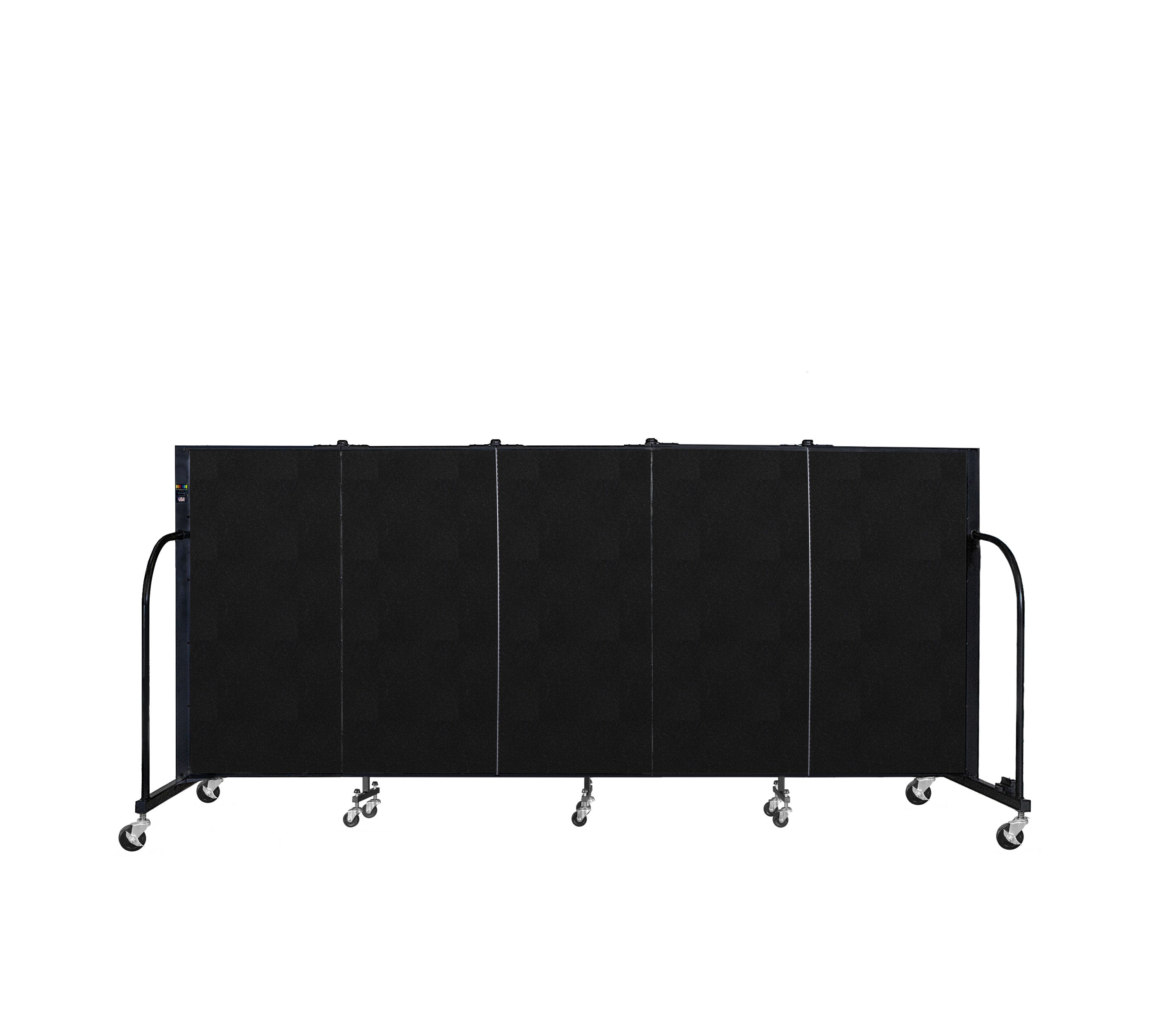 Signature Room Divider - 4'H x 9' 5"L - 5 Panel, Coal, Vinyl