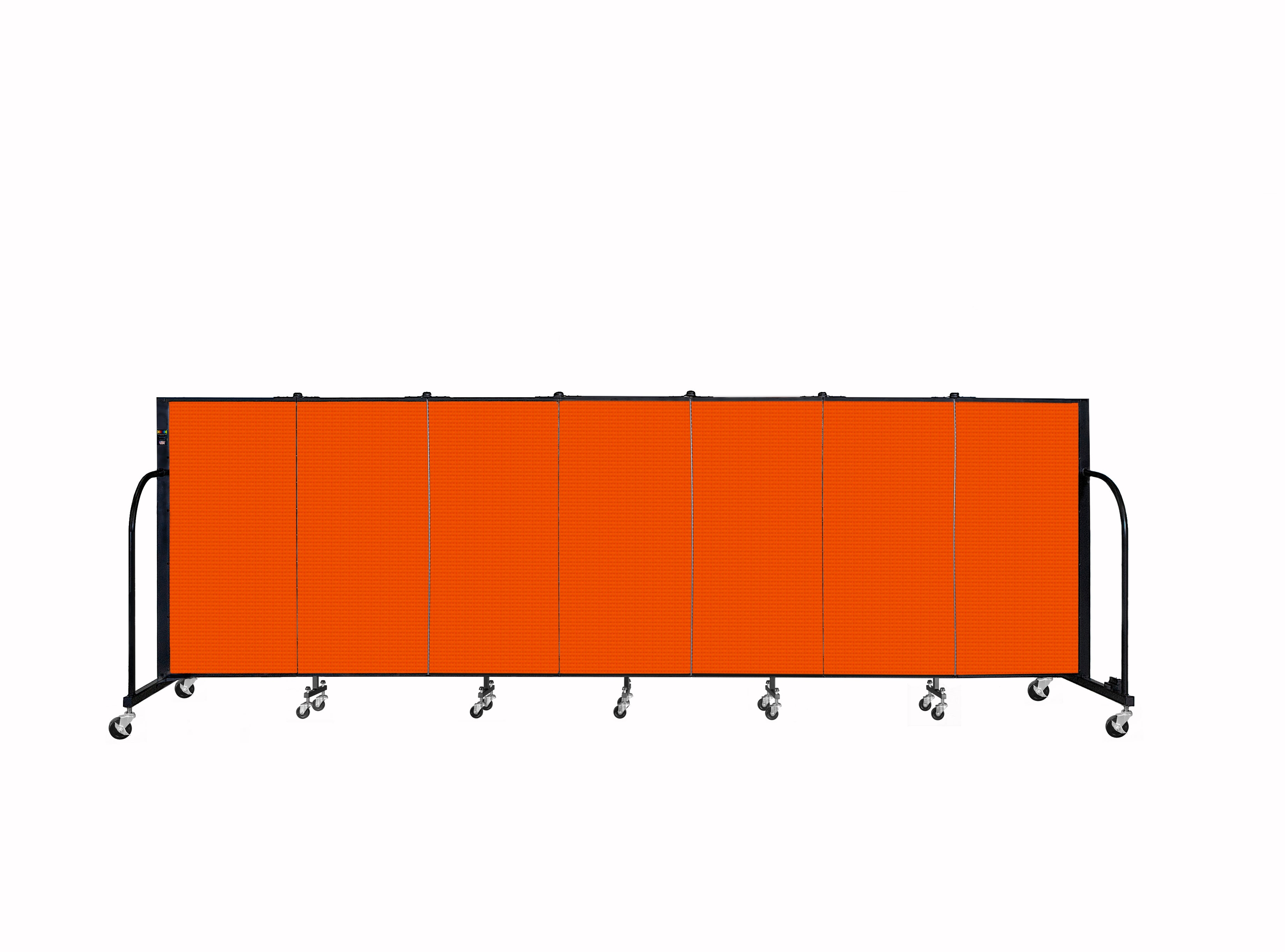 Signature Room Divider - 4'H x 13' 1"L - 7 Panel, Orange, Fabric