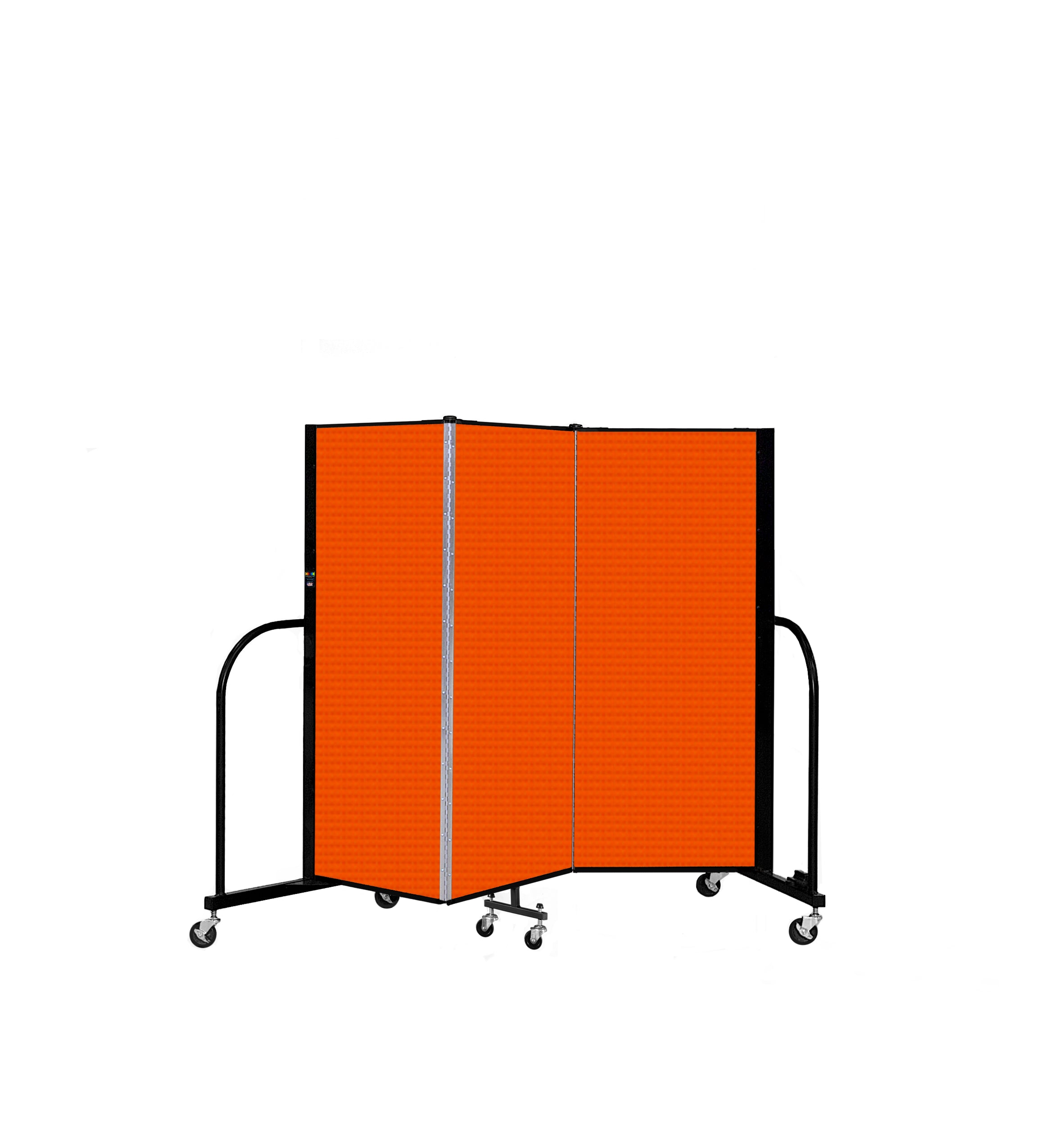 Signature Room Divider - 5'H x 5' 9"L - 3 Panel, Orange, Fabric