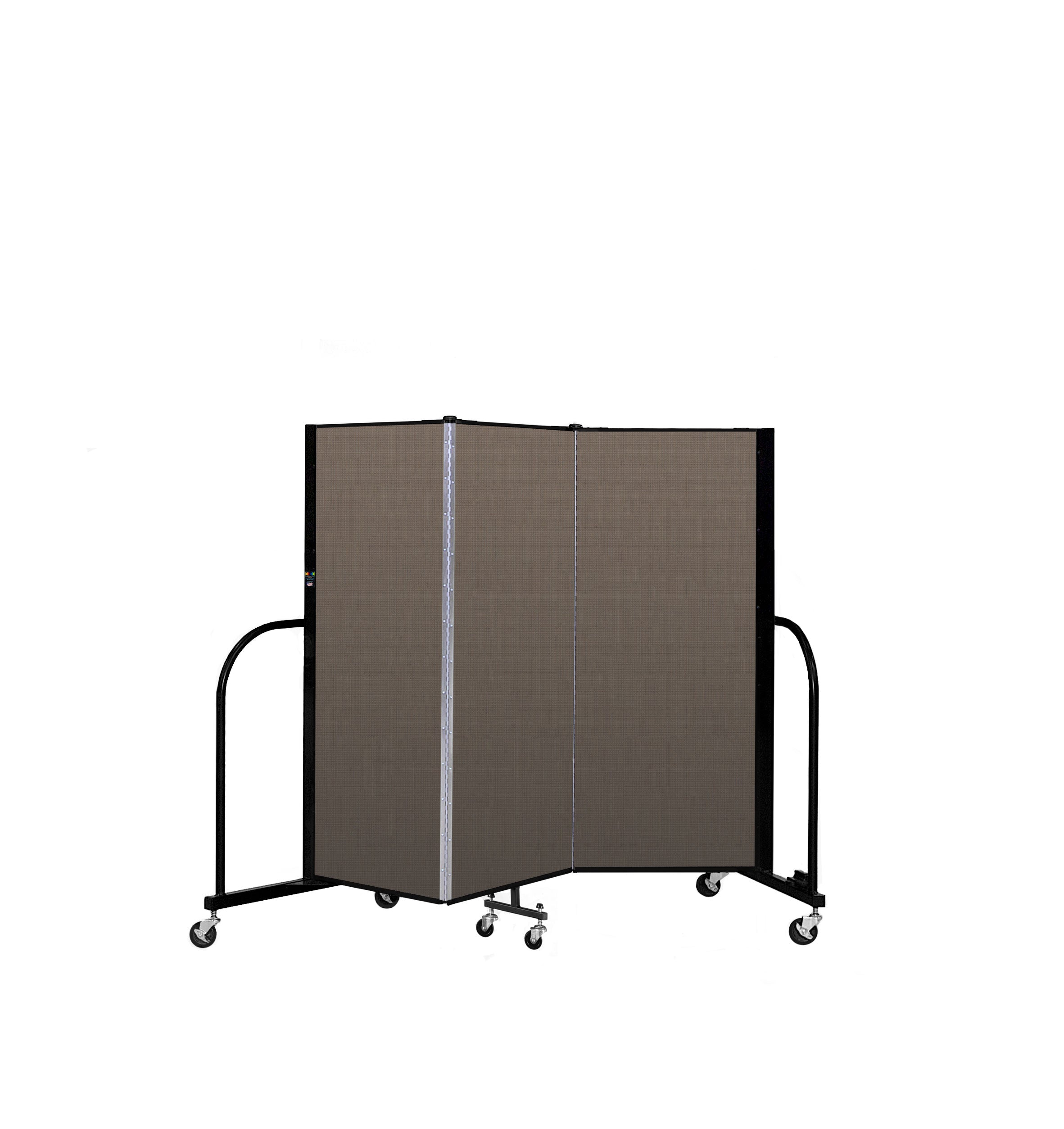 Signature Room Divider - 5'H x 5' 9"L - 3 Panel, Walnut, Fabric