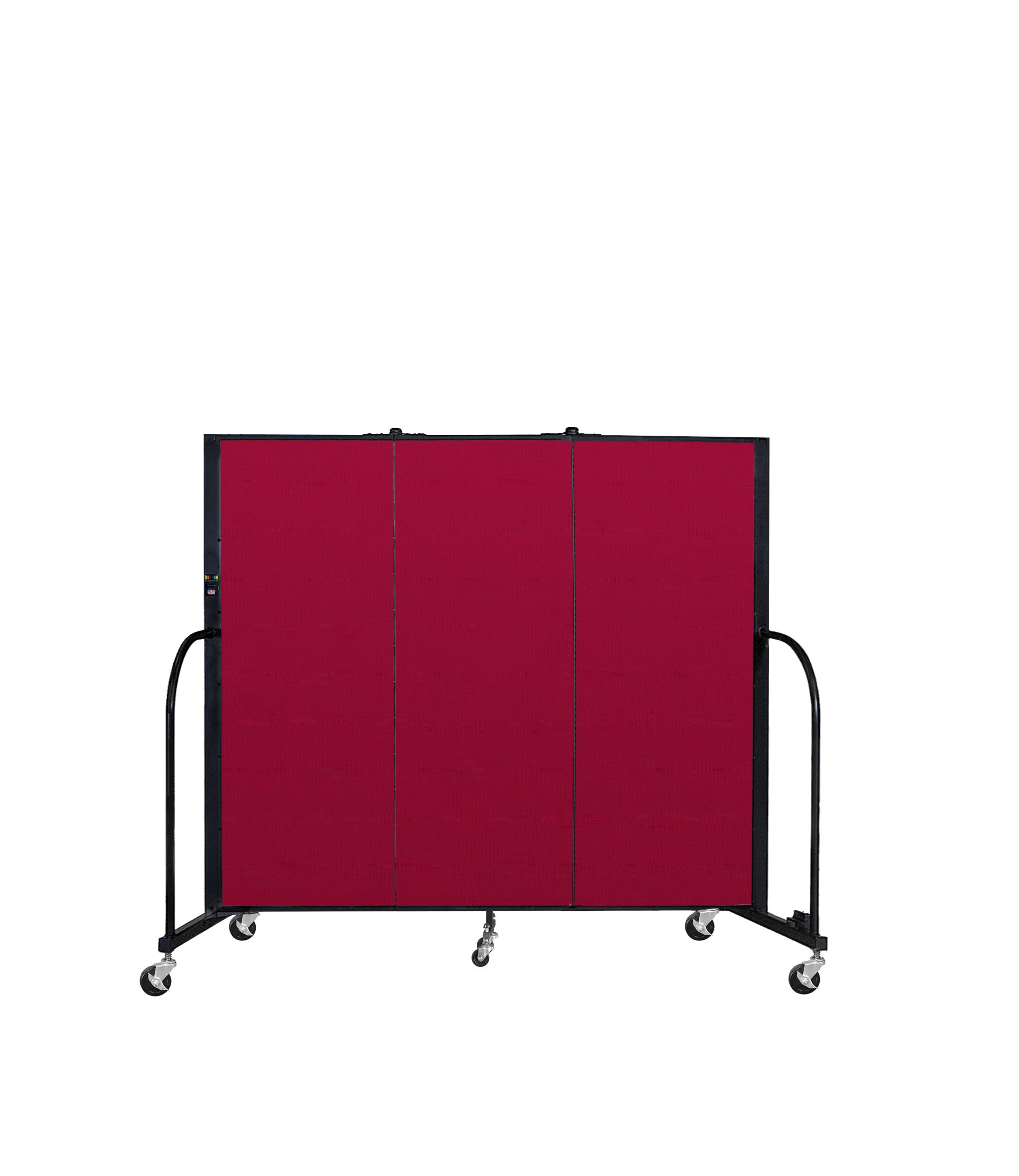 Signature Room Divider - 5'H x 5' 9"L - 3 Panel, Primary Red, Fabric