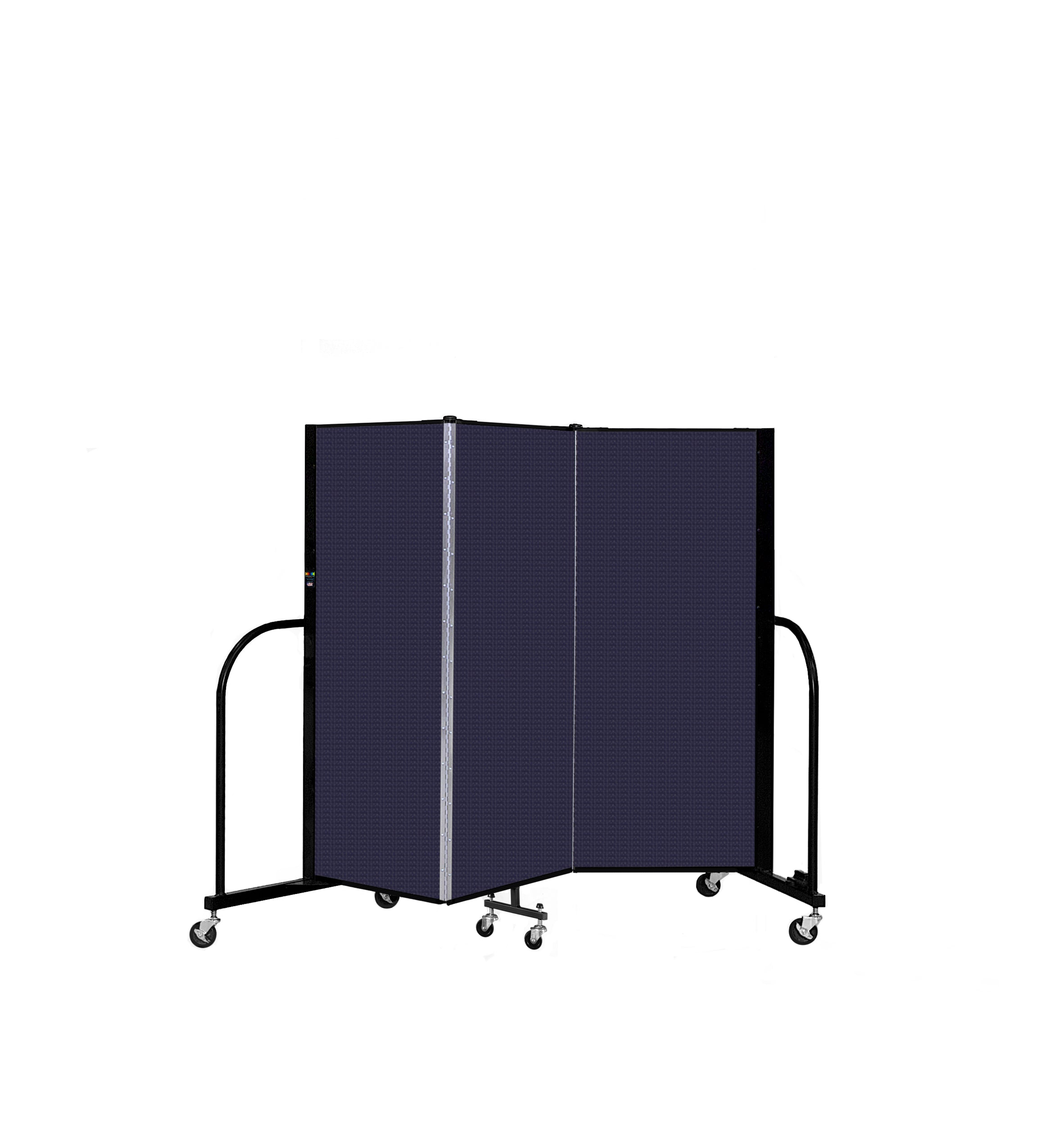 Signature Room Divider - 5'H x 5' 9"L - 3 Panel, Navy, Fabric