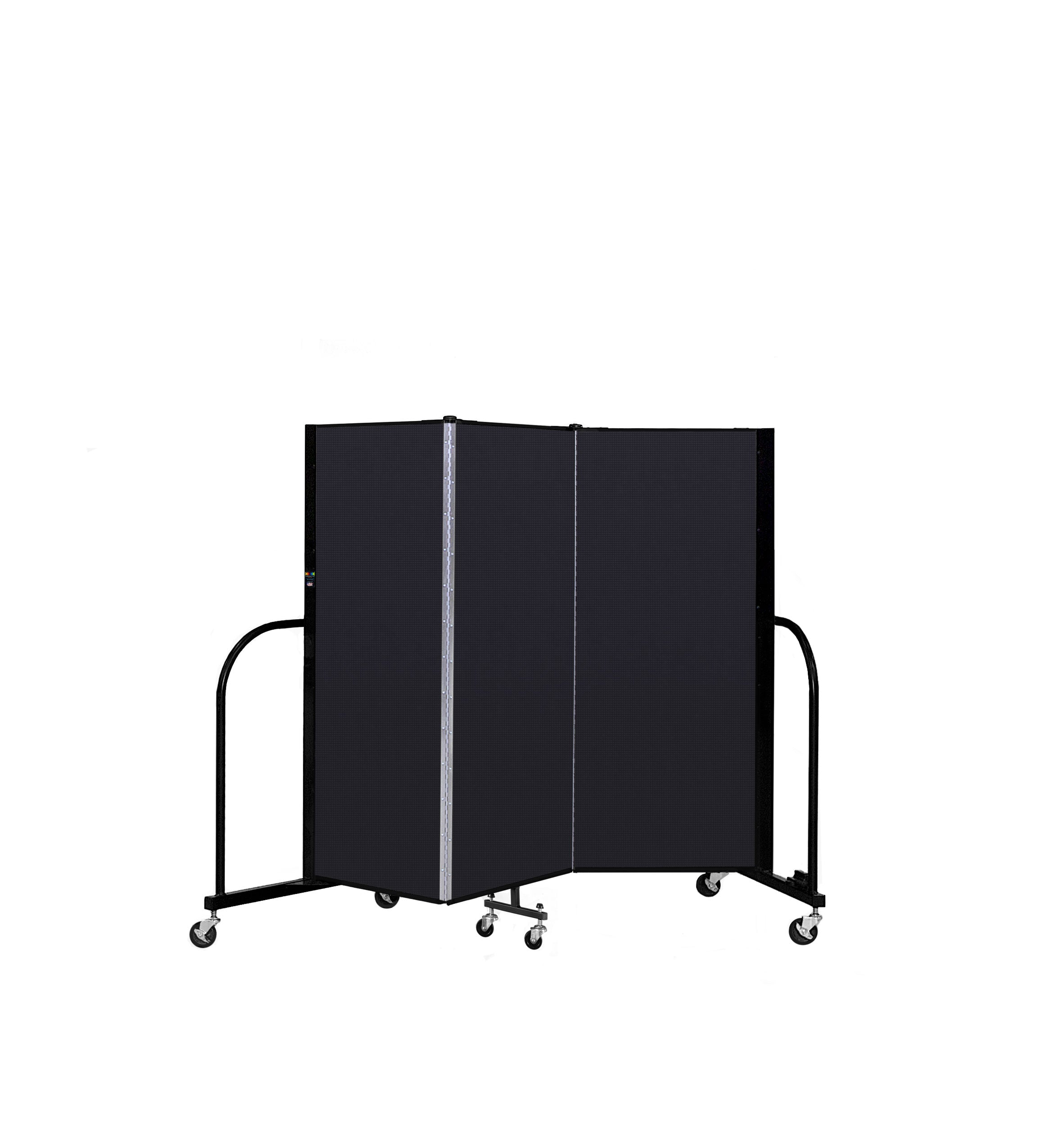 Signature Room Divider - 5'H x 5' 9"L - 3 Panel, Black, Fabric
