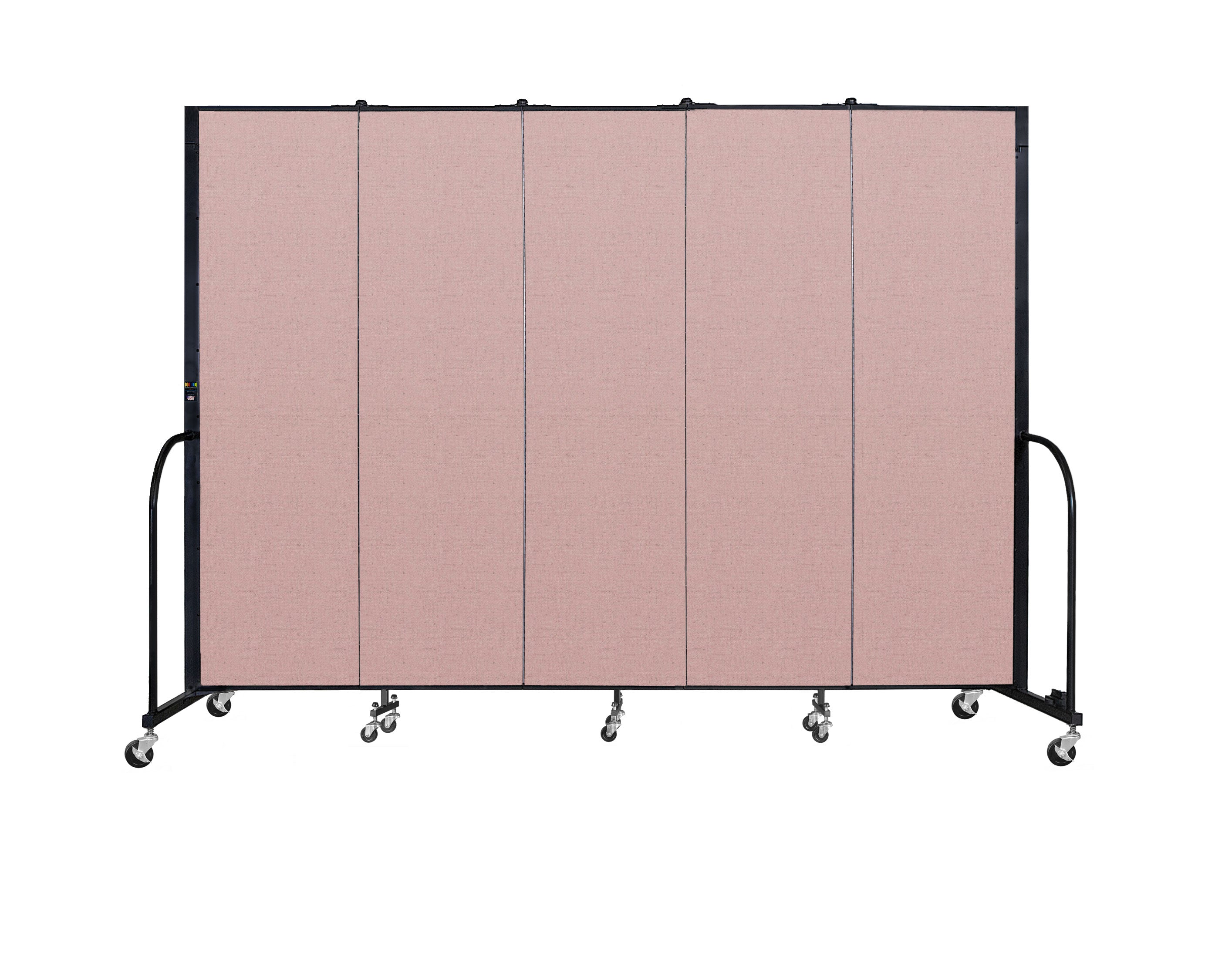 Signature Room Divider - 6' 8"H x 9' 5"L - 5 Panel, Rasberry, Vinyl