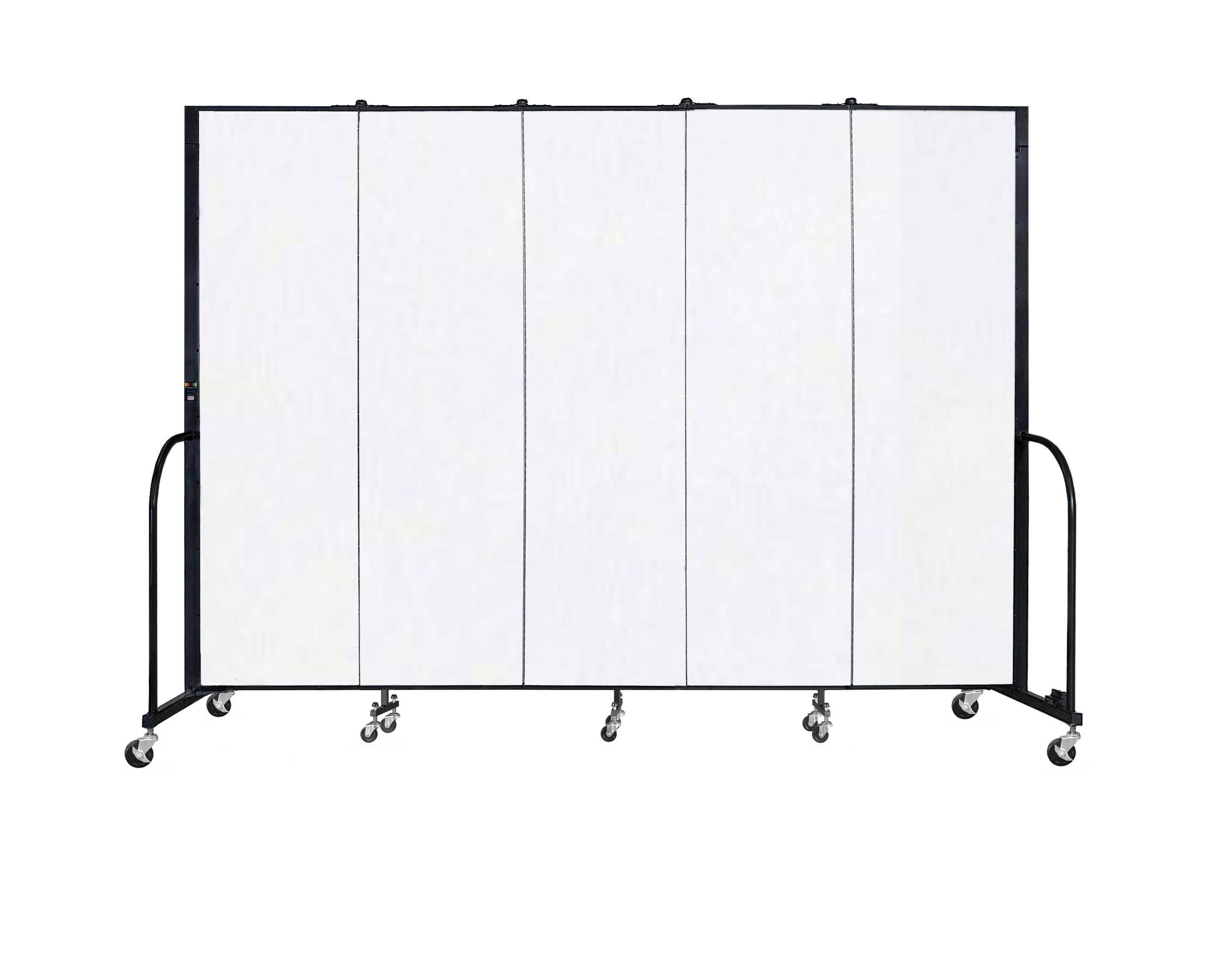 Signature Room Divider - 6' 8"H x 9' 5"L - 5 Panel, Ice, Vinyl